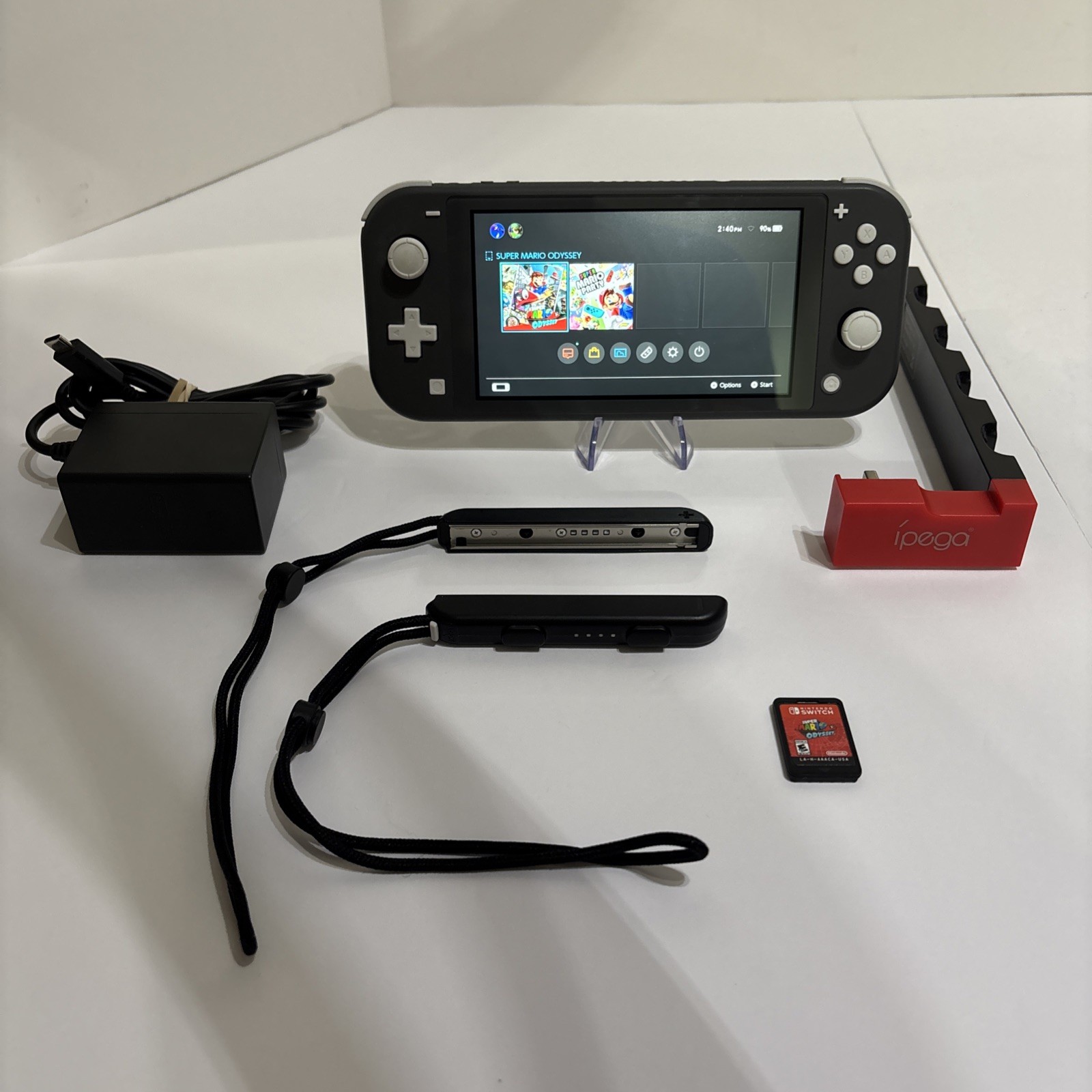 Nintendo Switch Lite HDH-001 Gray Console Charger Super Mario Odyssey Extras See