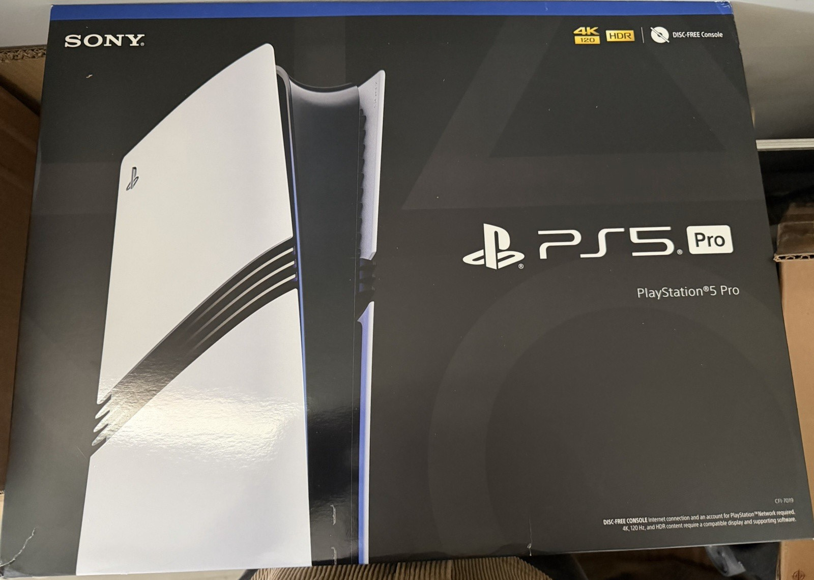 Sony PlayStation 5 Pro Disc-Free Console 4K UHD HDR10 120Hz HDMI White Black