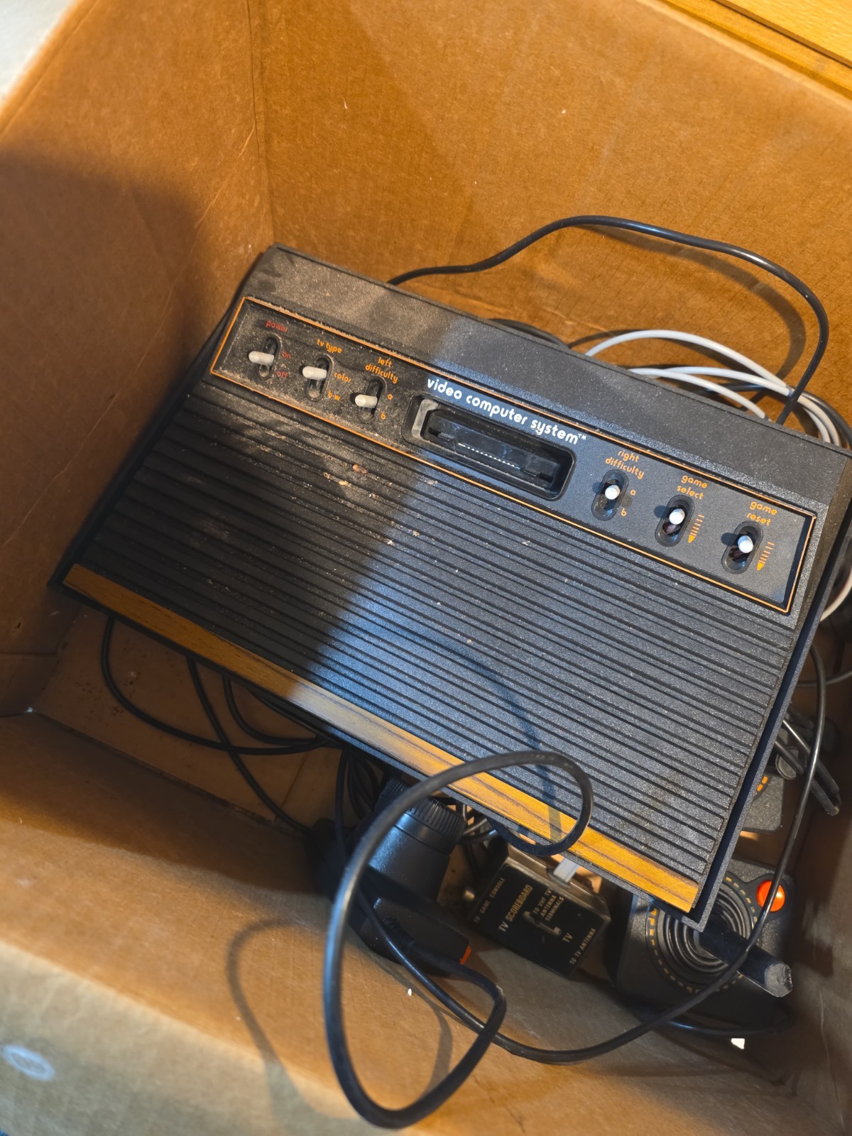 Atari CX2600 Video Computer System Console Black/Brown RF w/ Joysticks Manual