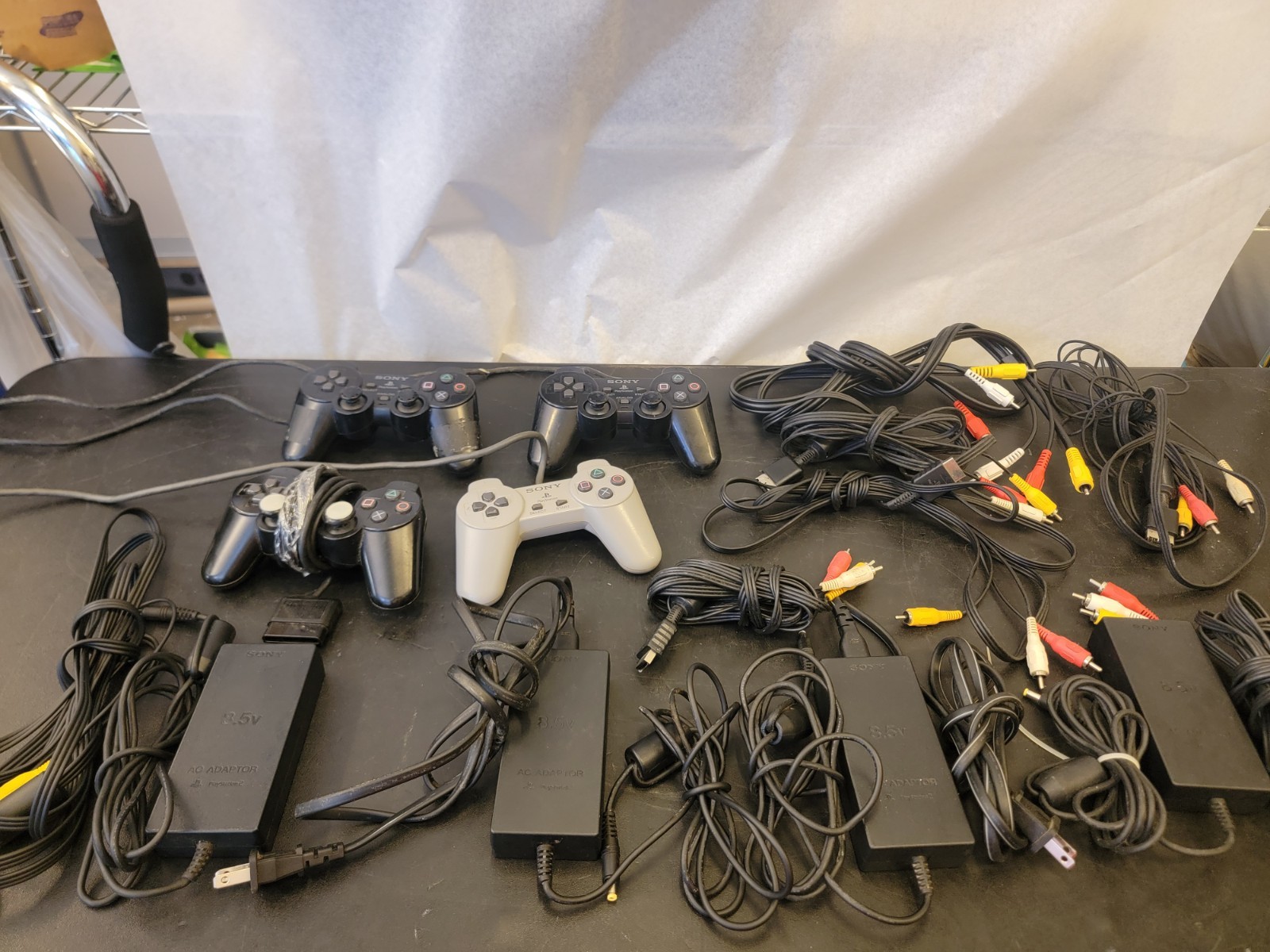 Lot Bundle PS2 (Untested) 4 Controllers 6 PS2 OEM A/V Cable 4 Power Supply OEM