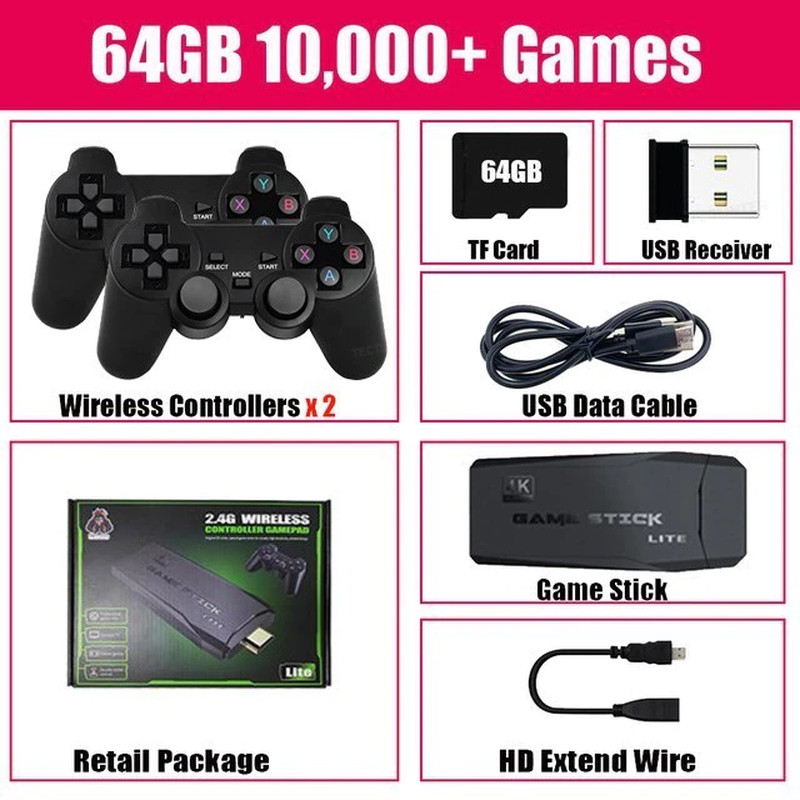 Game Console Wireless Controller Built-In 10,000 Games PS1/FC/GBA