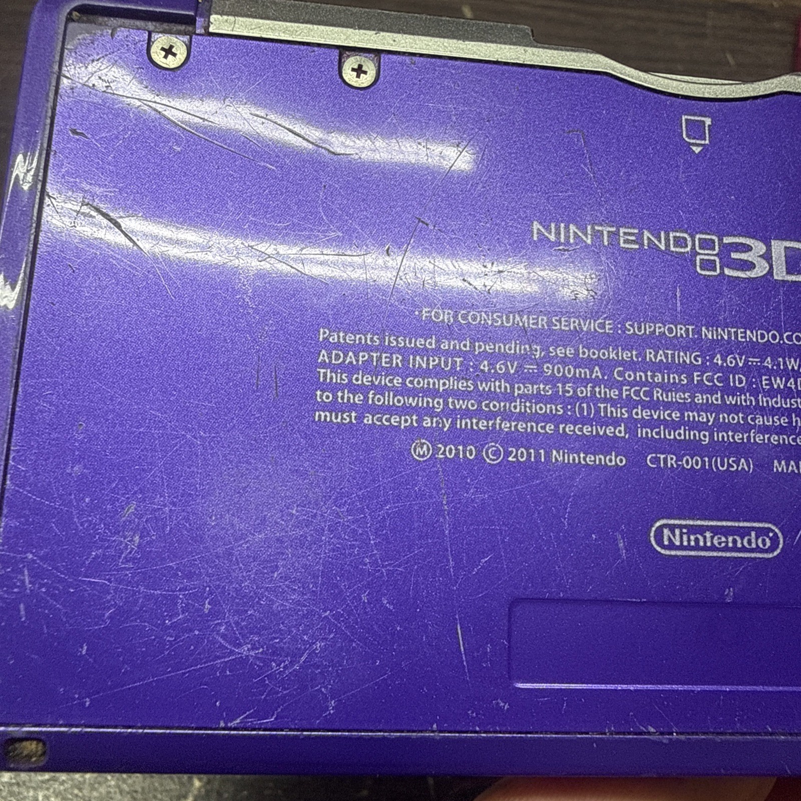 Nintendo 3DS CTR-001 Purple Handheld System 3D Capability Headphone Jack