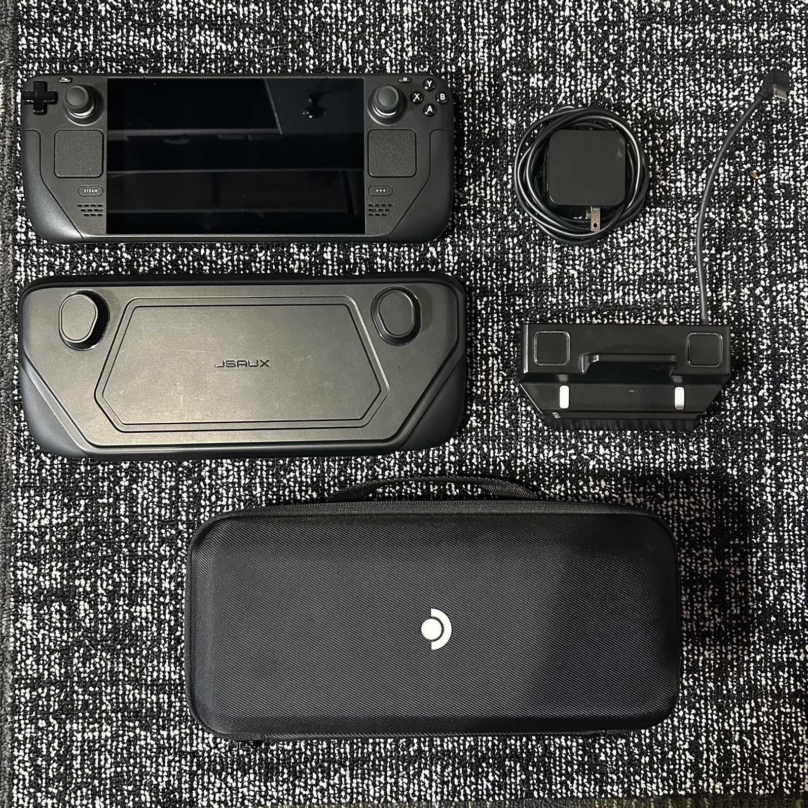 Steam Deck 64GB LCD – 512GB MIcroSD, Jsaux Case, Dbrand caps, dock, charger