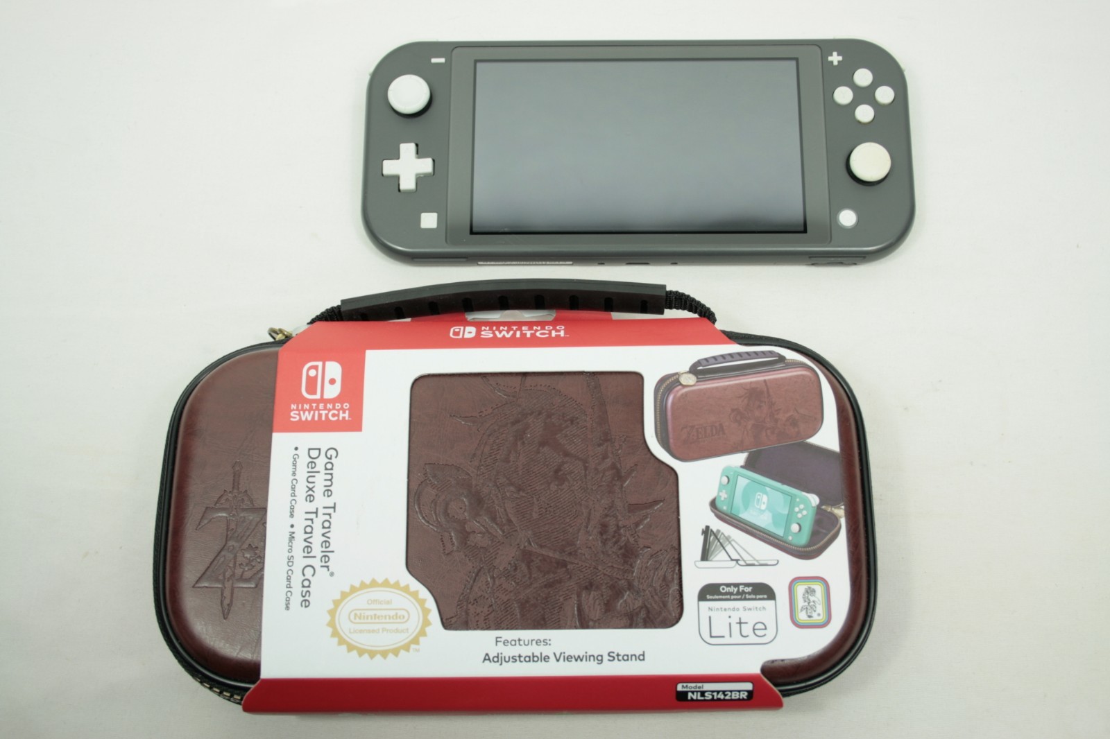 Nintendo Switch Lite Console Zelda Traveler Case Bundle Grey Tested & Working
