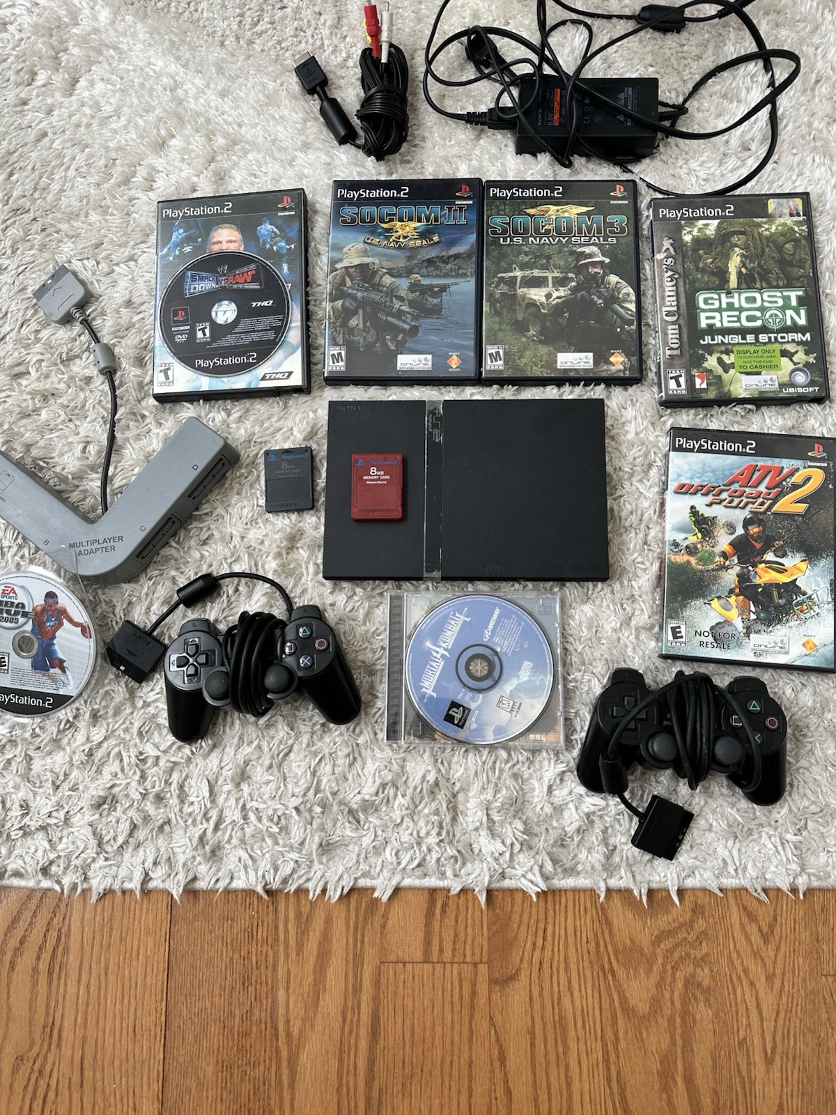 Sony PlayStation 2 PS2 Slim Console Bundle with Games, Mem, Mortal Kombat 4 Ps1