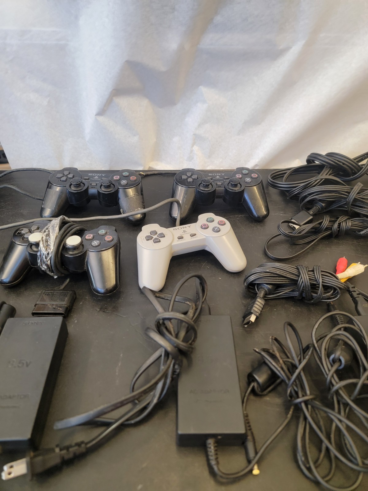 Lot Bundle PS2 (Untested) 4 Controllers 6 PS2 OEM A/V Cable 4 Power Supply OEM