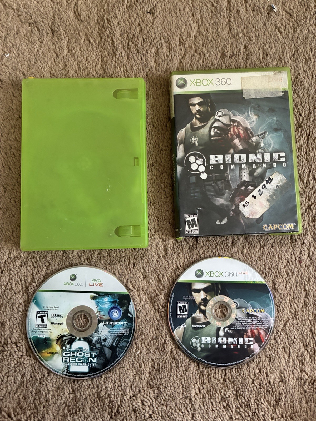 Xbox 360 Console E Console w/ 2 Controllers & 2 Dongles (No HDMI Cable) 23 Games