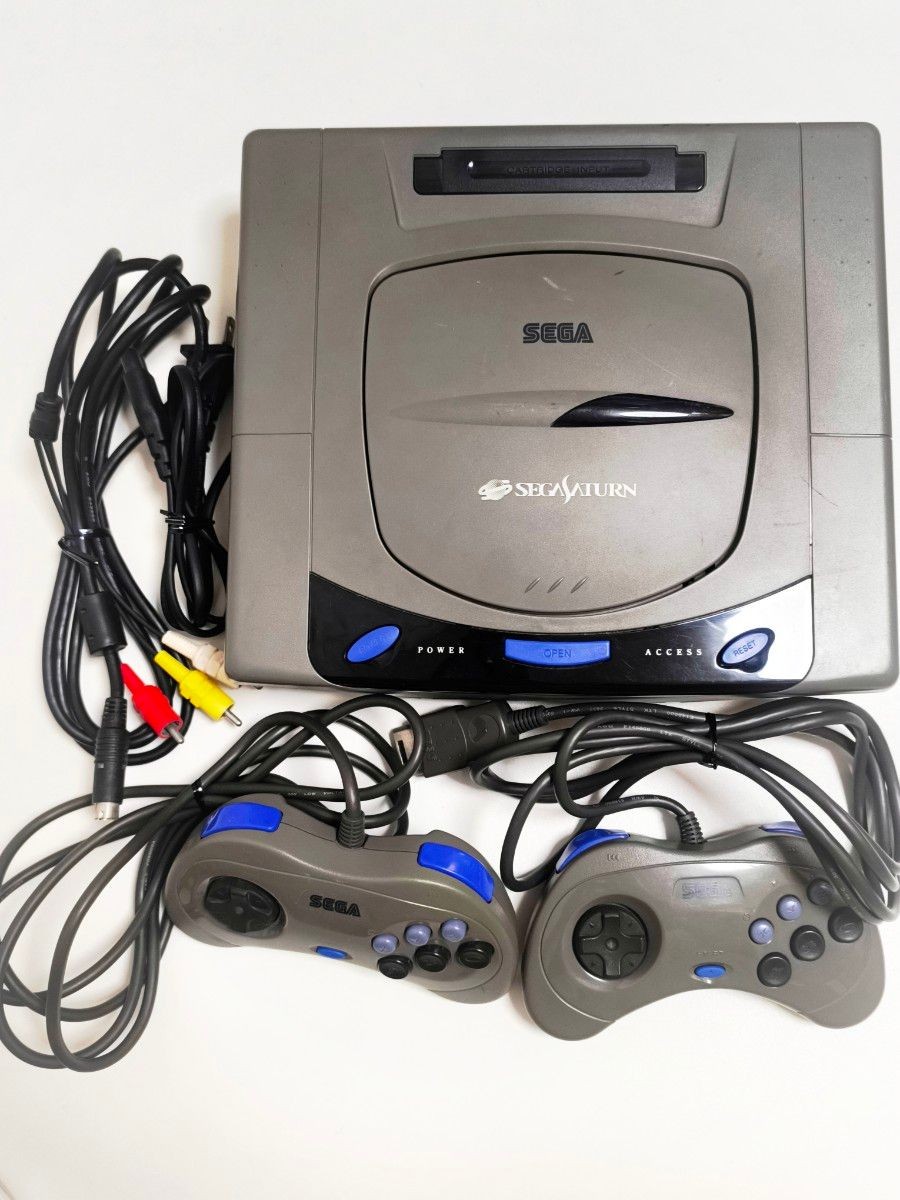 Sega Saturn Gray HST-3210 Console 2 Controllers Set Retro System JDM Works