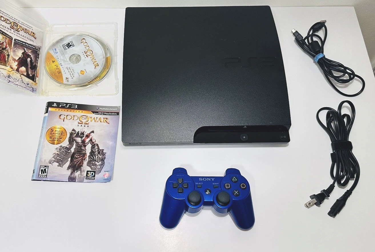 Sony Playstation 3 PS3 Slim CECH-3001A 160GB Console Bundle + GOW SAGA – Tested
