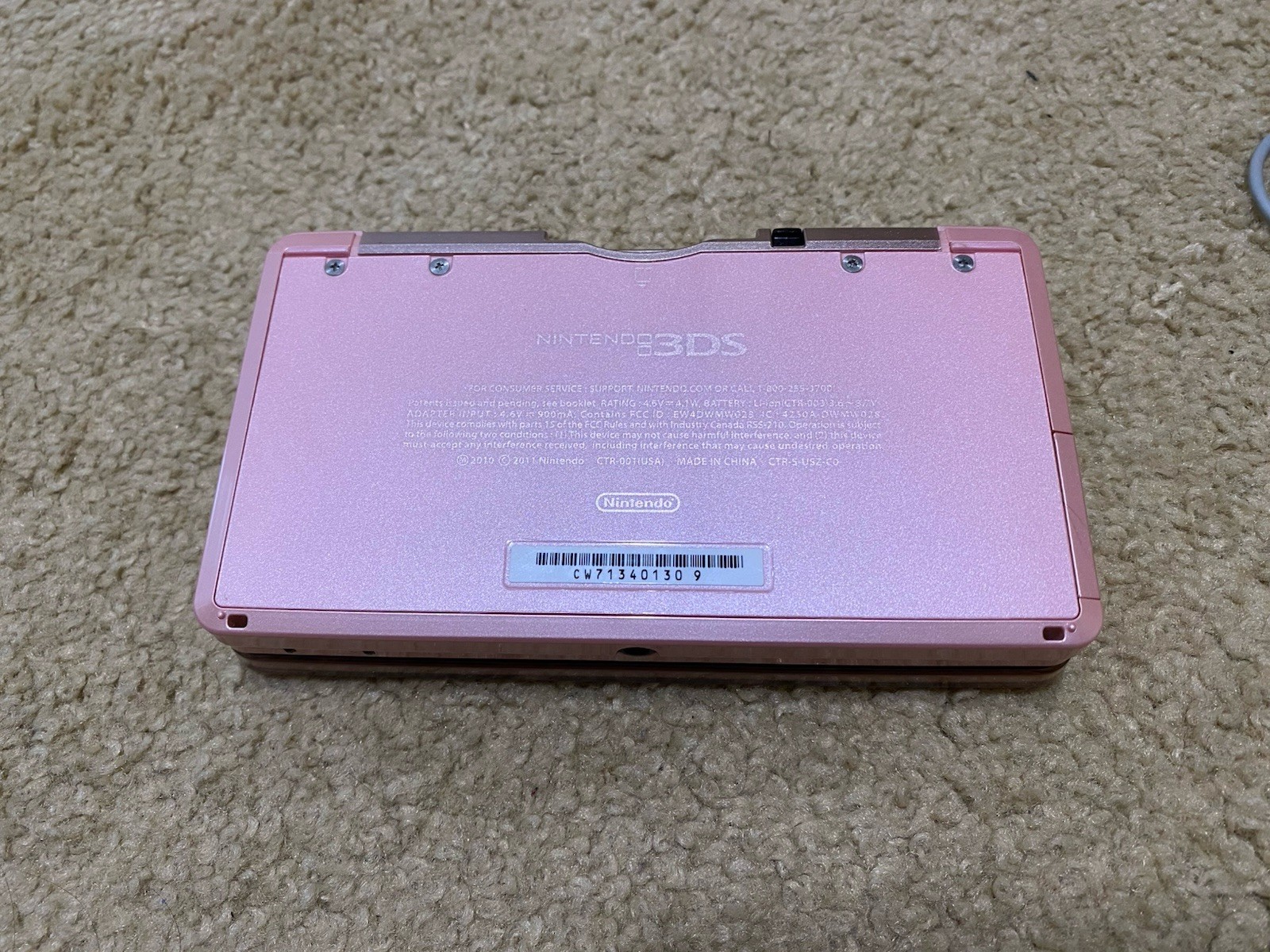 Nintendo 3DS Handheld Video Game Console Pink CTR-001 USA VERSION with Charger
