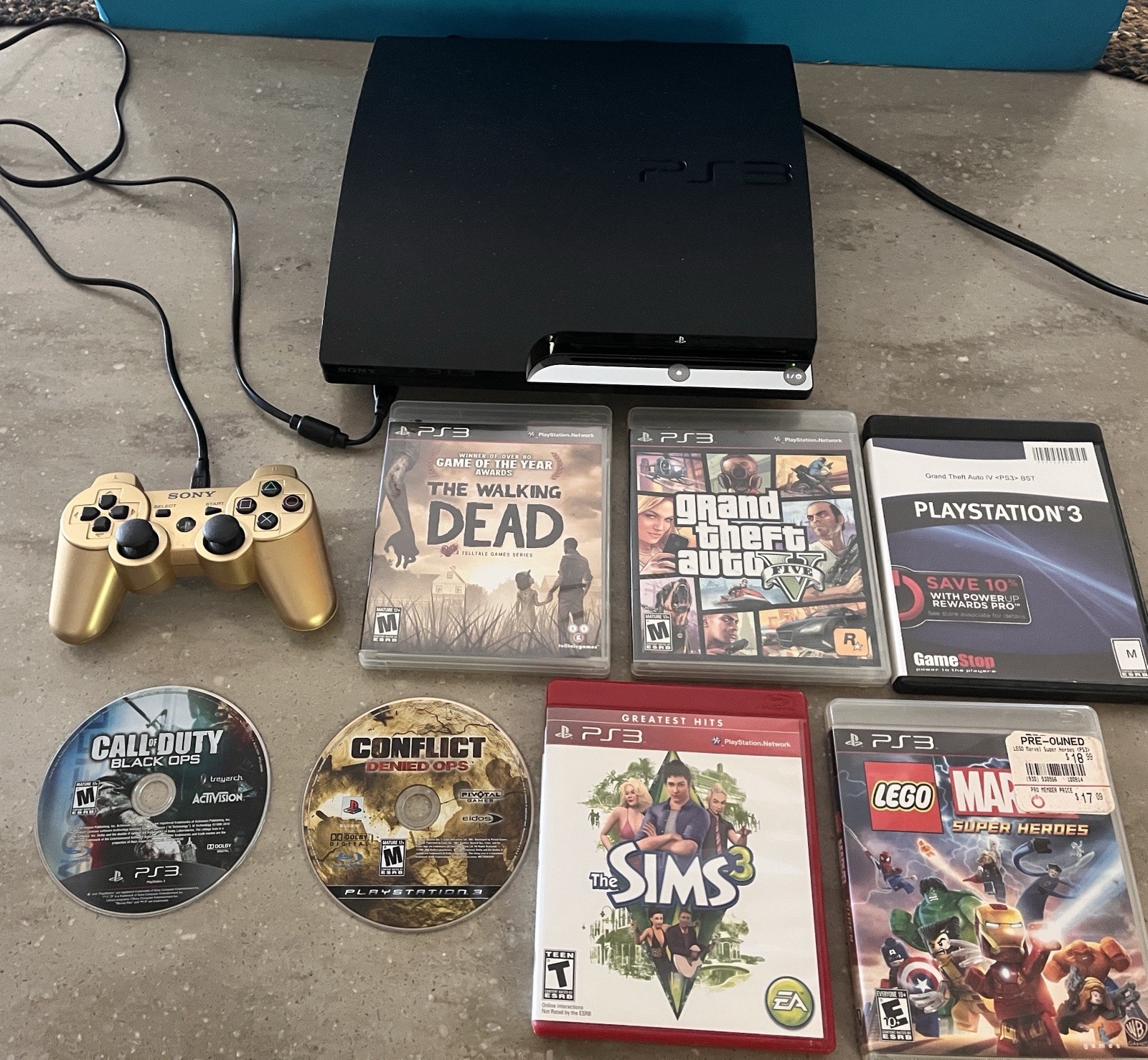 Bundle Sony PlayStation 3 Slim 160GB Console – Black + 7 games And Controller