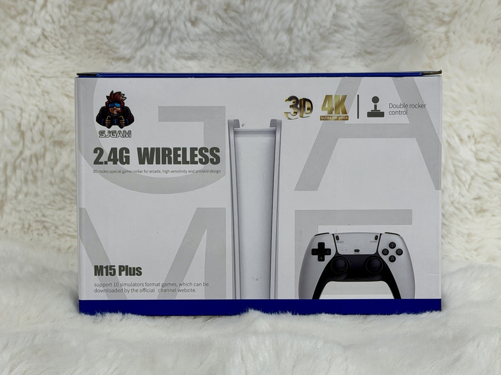 SJGAM M15 Plus White 2.4G Wireless HDMI Home Console Dual Players 10 Simulators