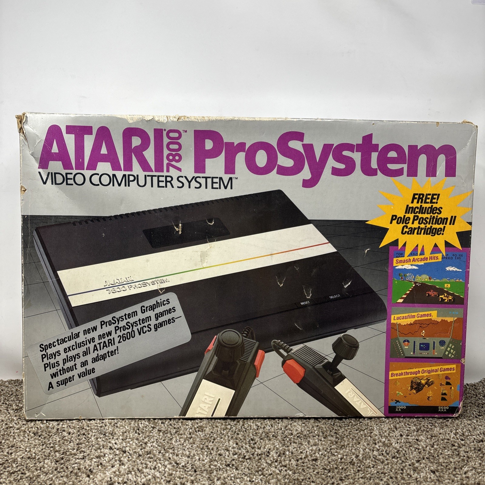 Atari 7800 Video Game Console With Controllers Game TESTED Bundle Lot In Box