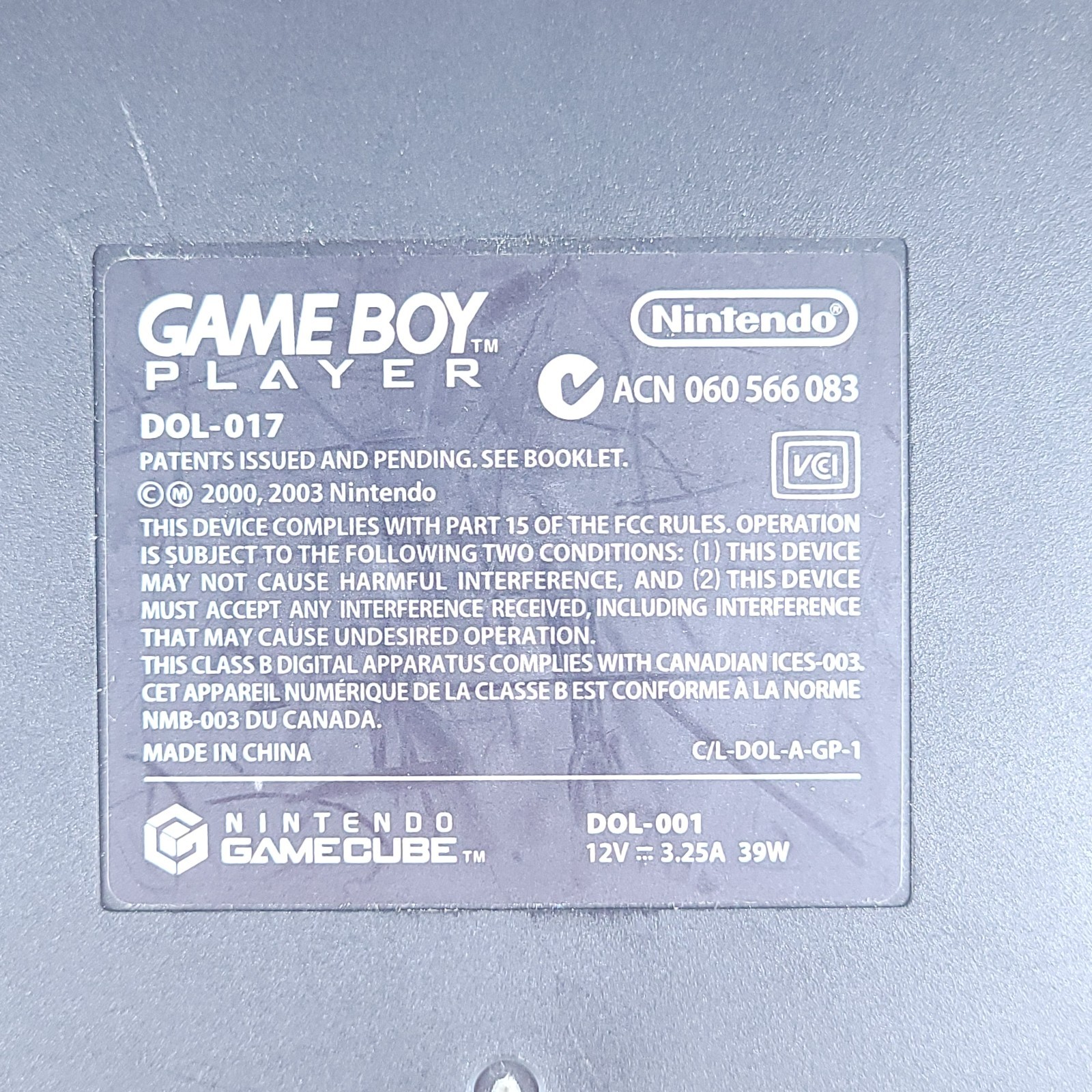 Nintendo GameCube Gameboy Player Adapter Only DOL-017 Black Untested