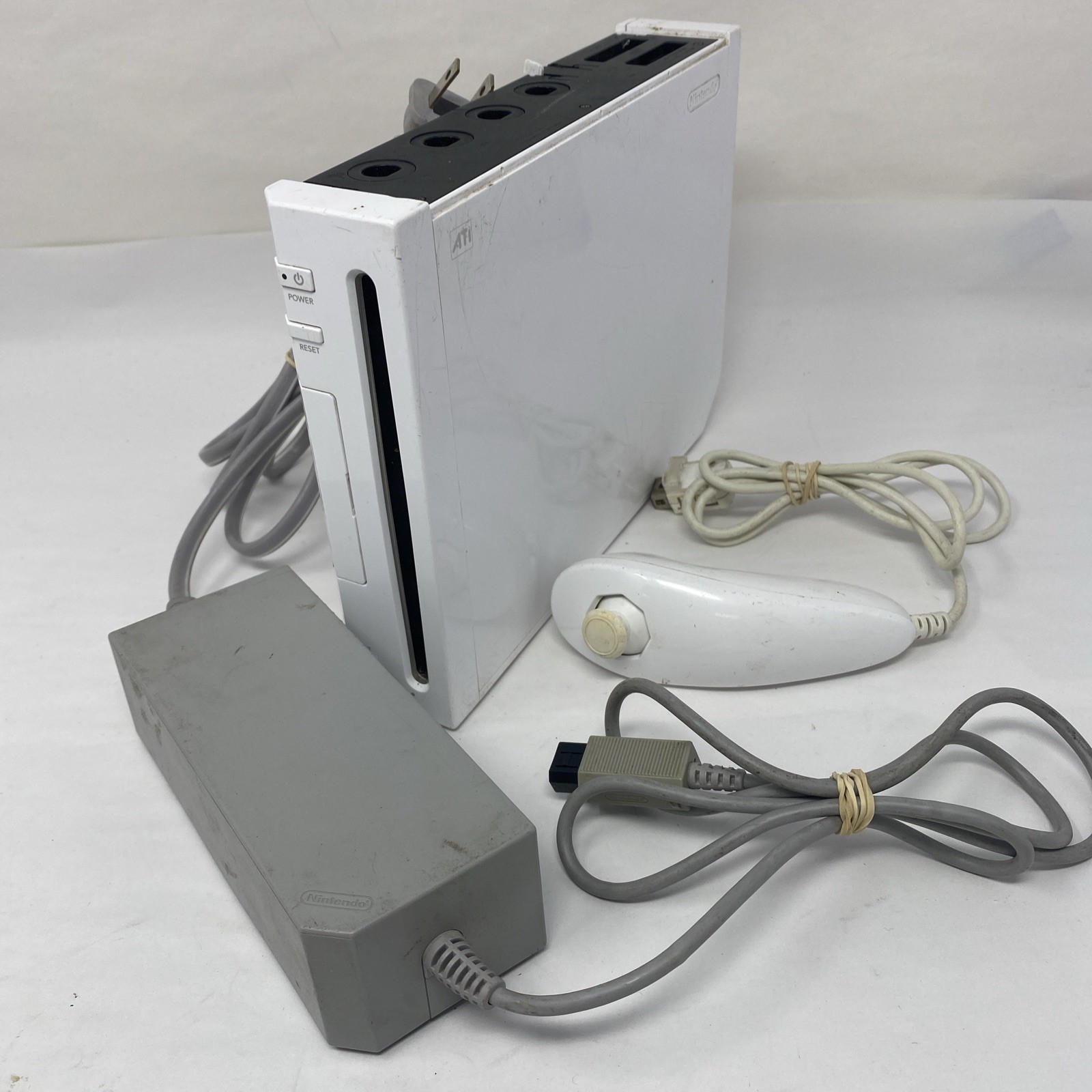 Wii Nintendo Console, Power Adapter FOR PARTS or Repair Powers On Untested