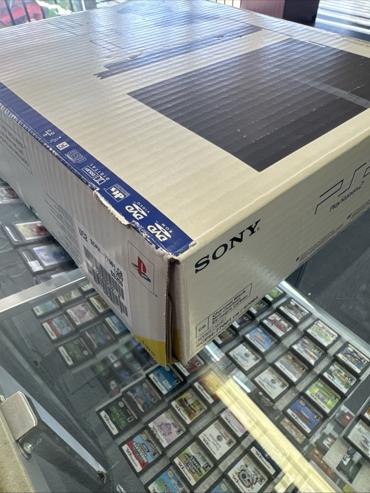 Sony PlayStation 2 Slim Launch Edition Charcoal Black Console ) CIB Tested