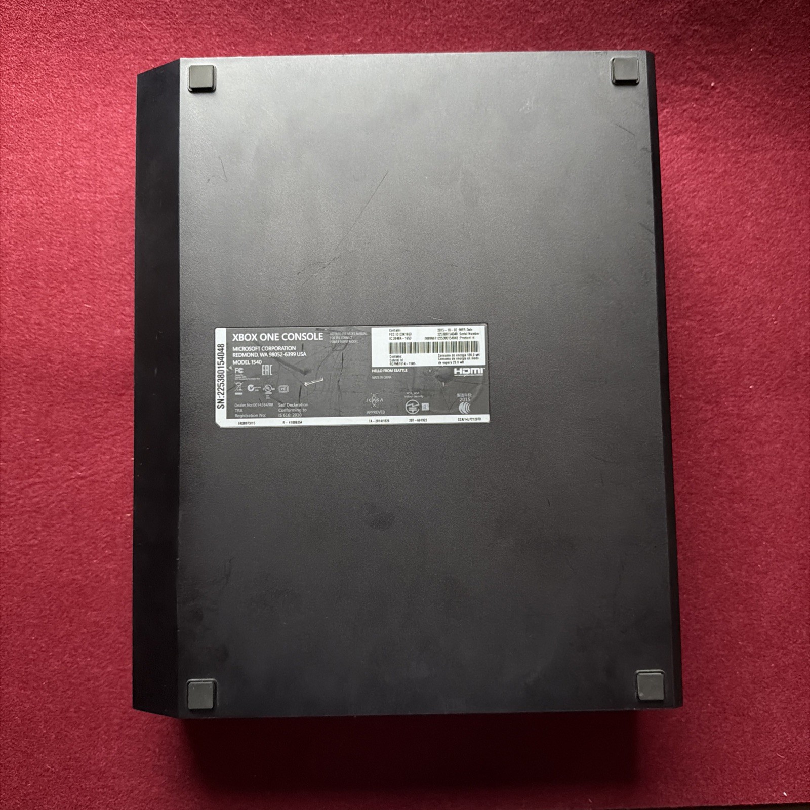 Microsoft Xbox One 1540 Black With Power, One Controller, And Halo 5 All Tested