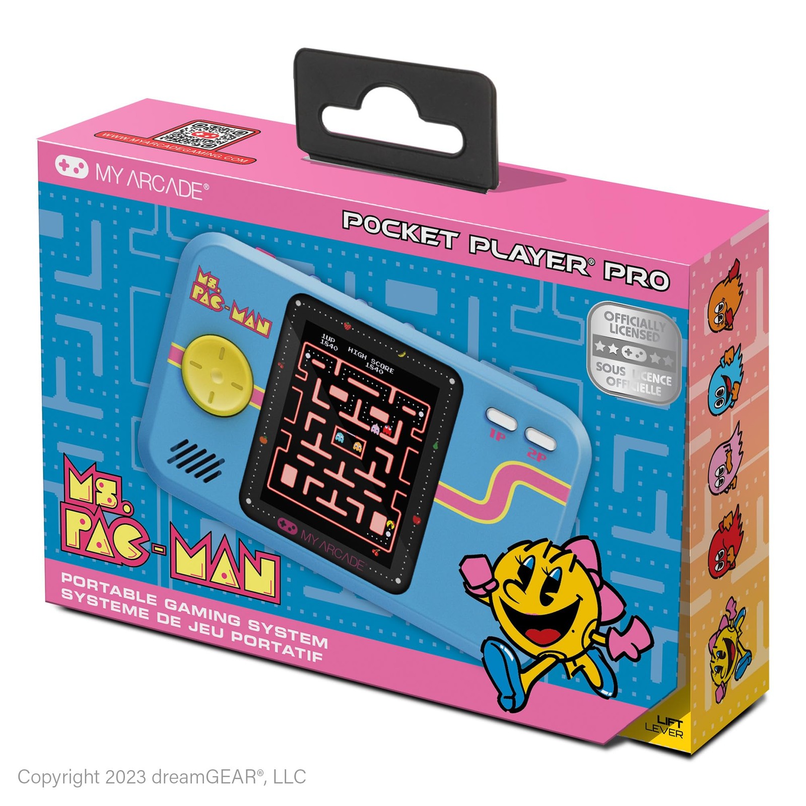 Ms. Pac-Man Pocket Player Pro: Retro Games, Portable Games, 2.75″ Color Display