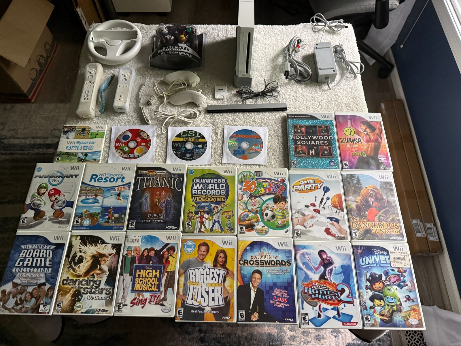 Nintendo Wii Console GameCube Huge Bundle Wii Sports Mario Kart Tested 20 Games!