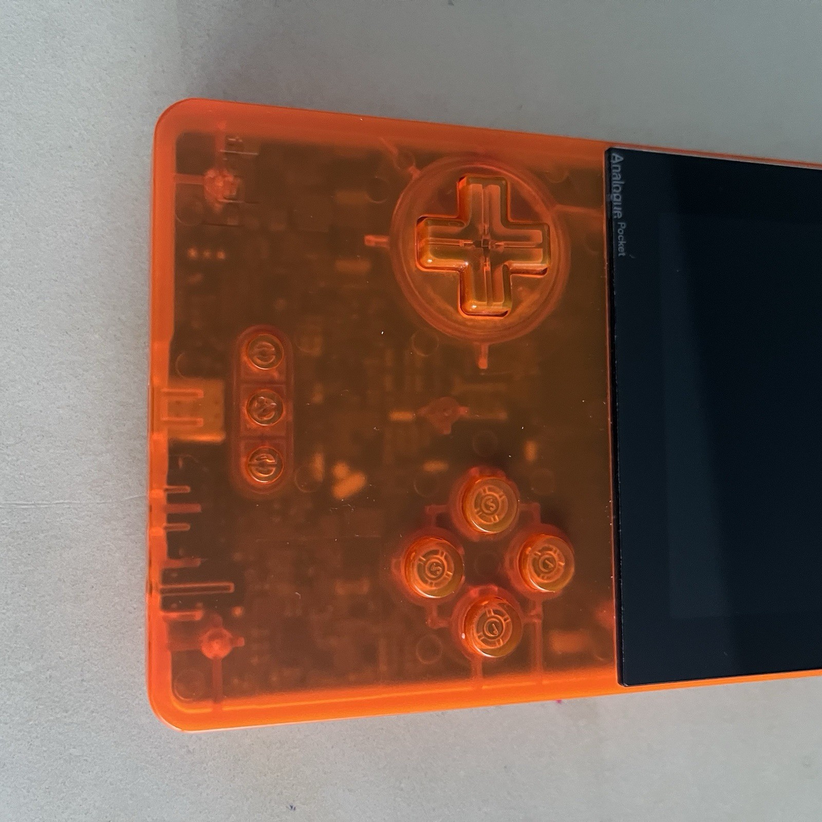 Analogue Pocket Transparent Orange Handheld System W/ 128gb SD Card (Scratched)