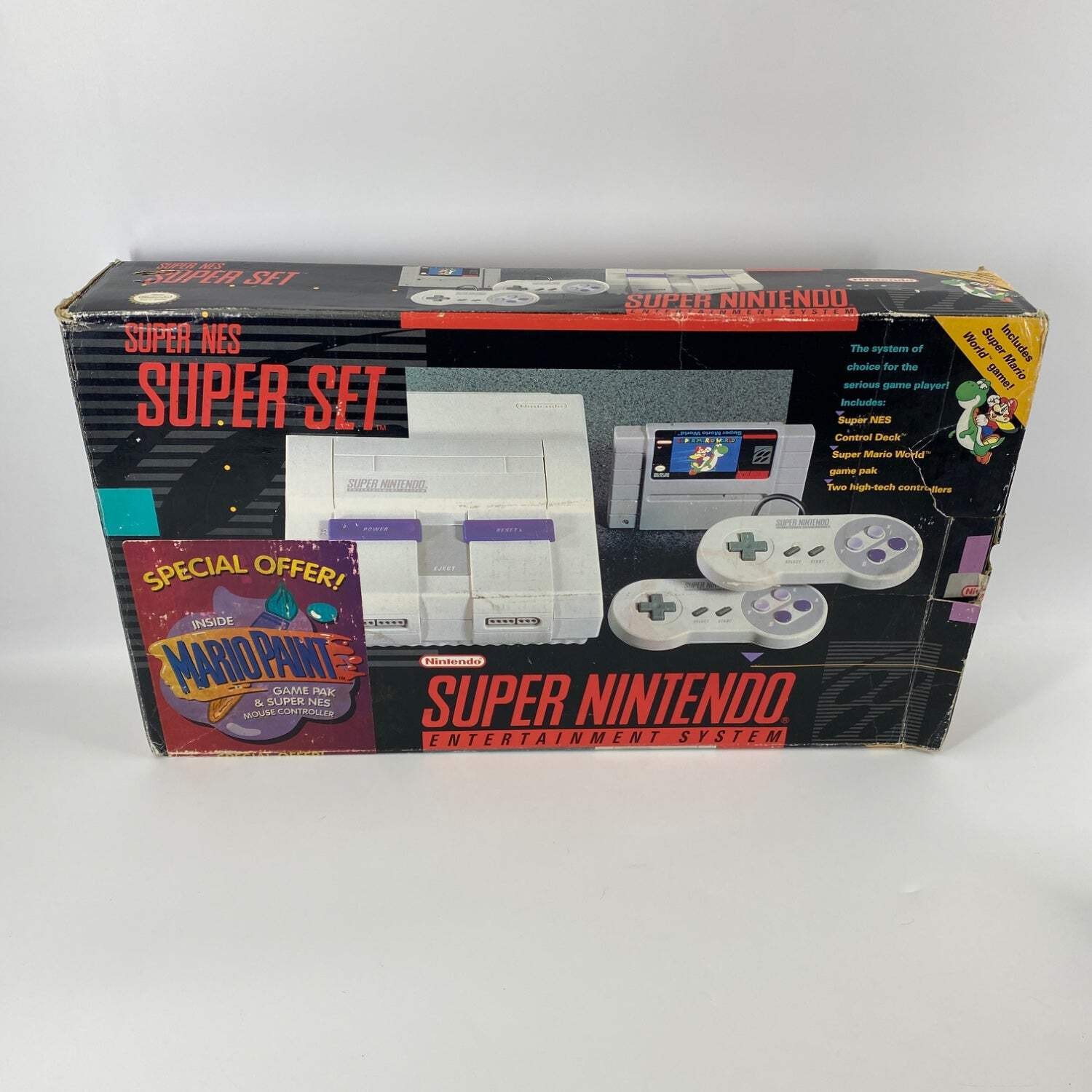 Super Nintendo SNES Super Set World Game Console SNS-001 With Mario Paint Bundle