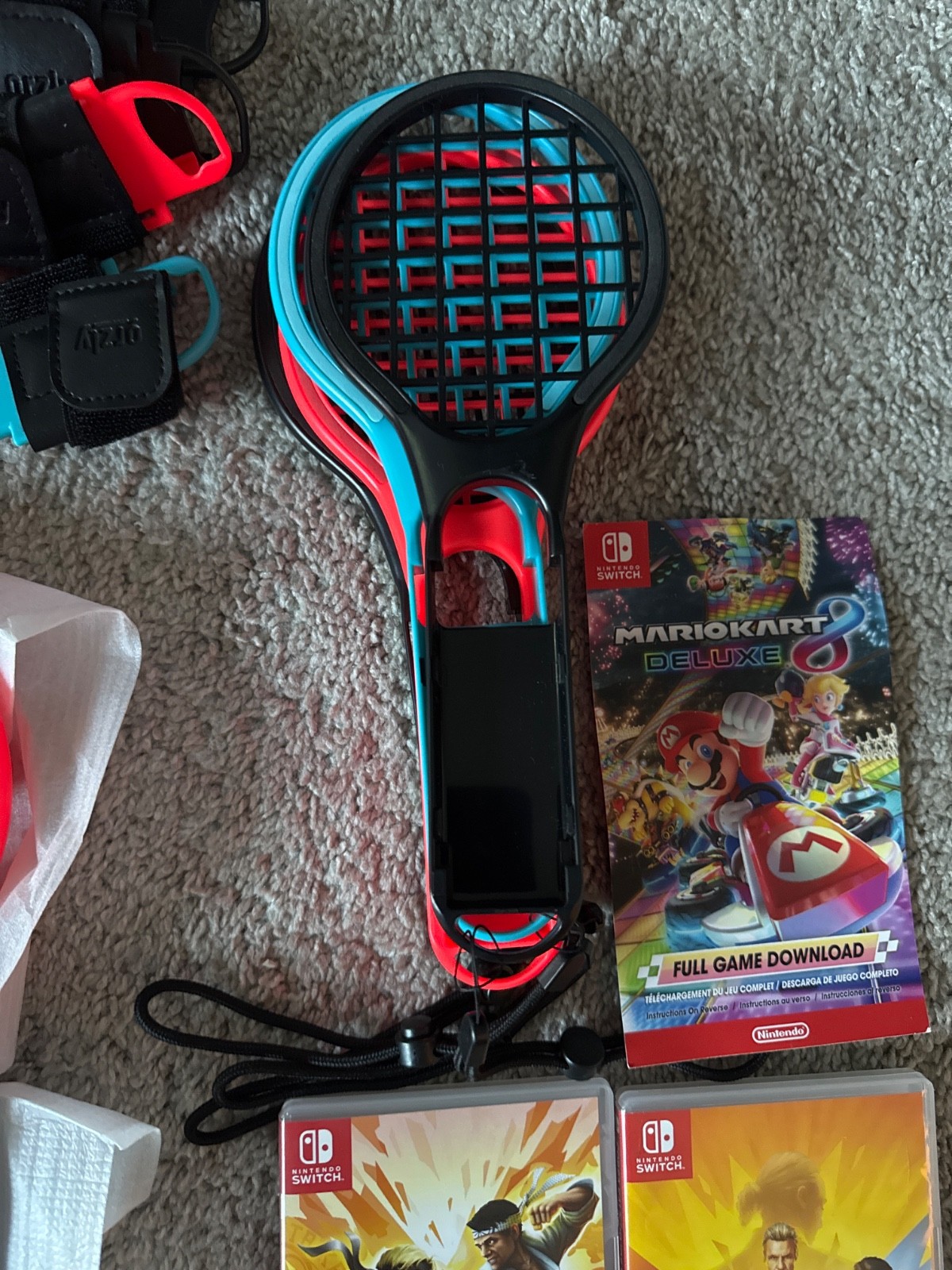 Nintendo Switch HAC-001(-01) with Blue and Red Joy-Con Controllers and Mario…