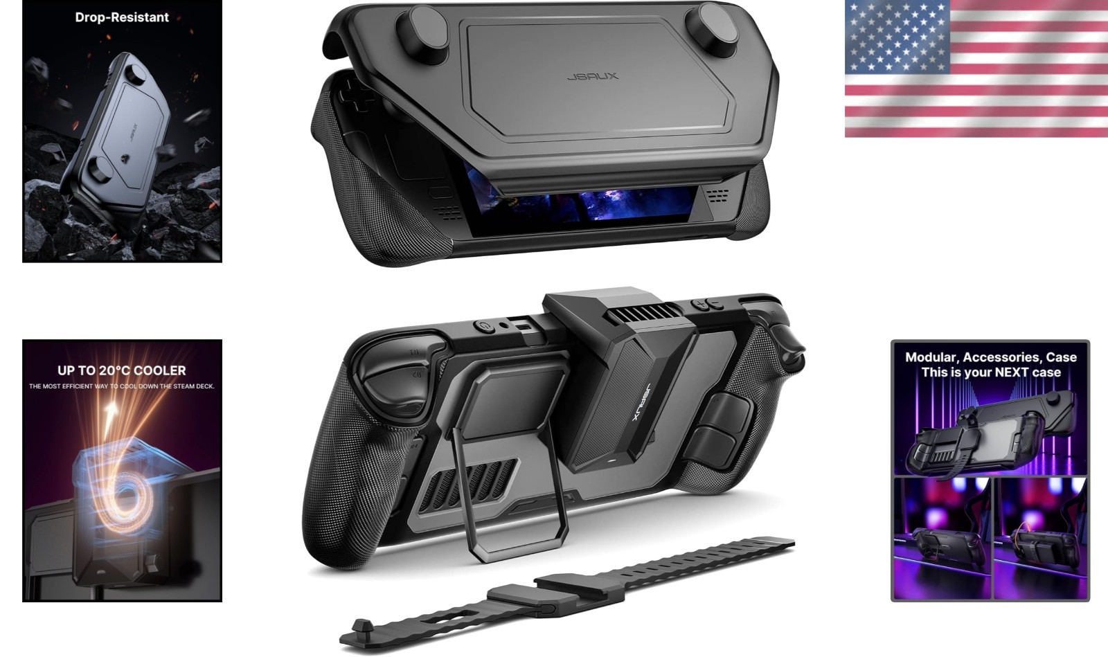 Modular Steam Deck Case with Cooling Fan & Accessories – Ultimate Protection Set
