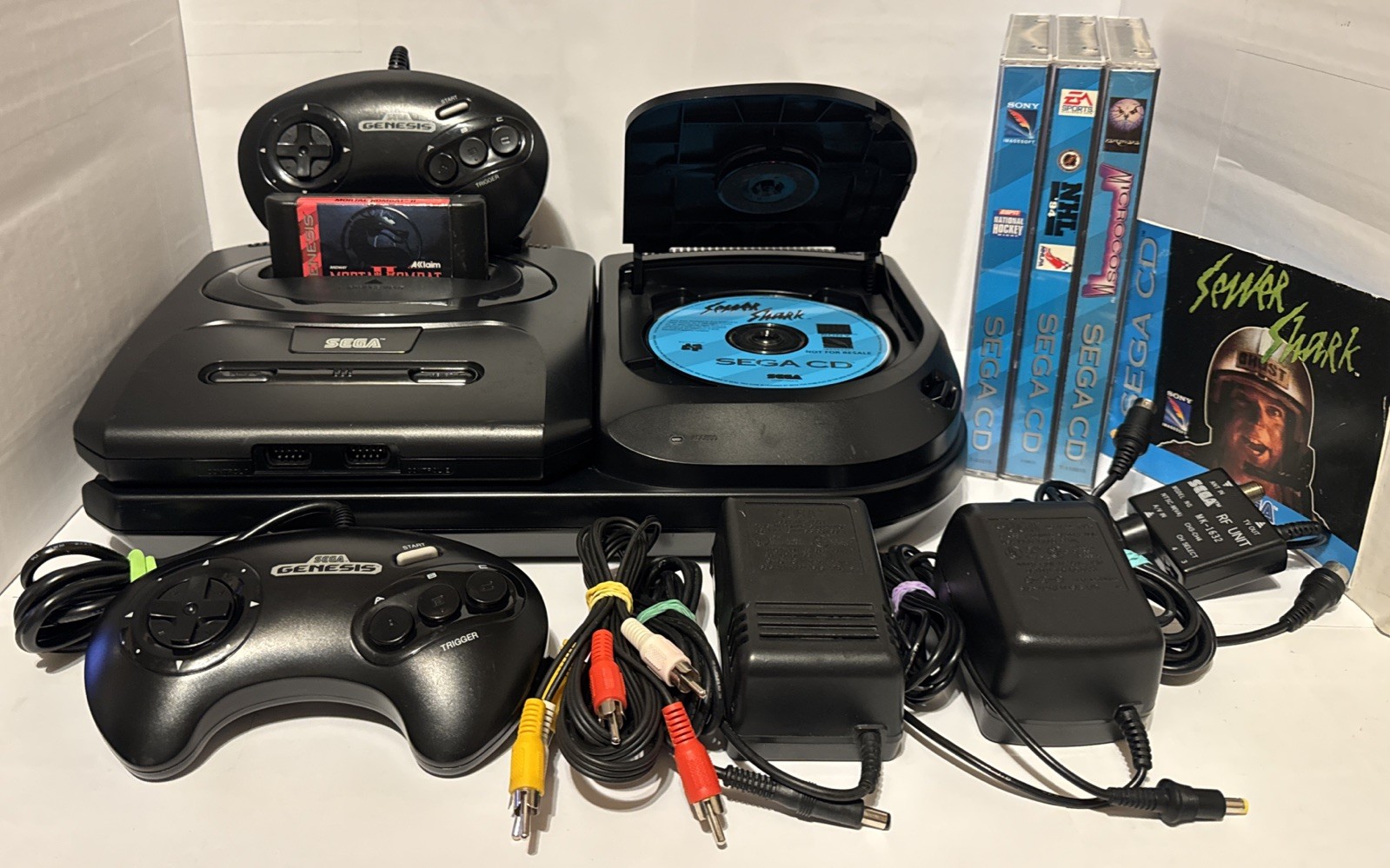 Sega Genesis Sega CD Model 2 Console OEM Set w Games Fully Serviced Tested Read