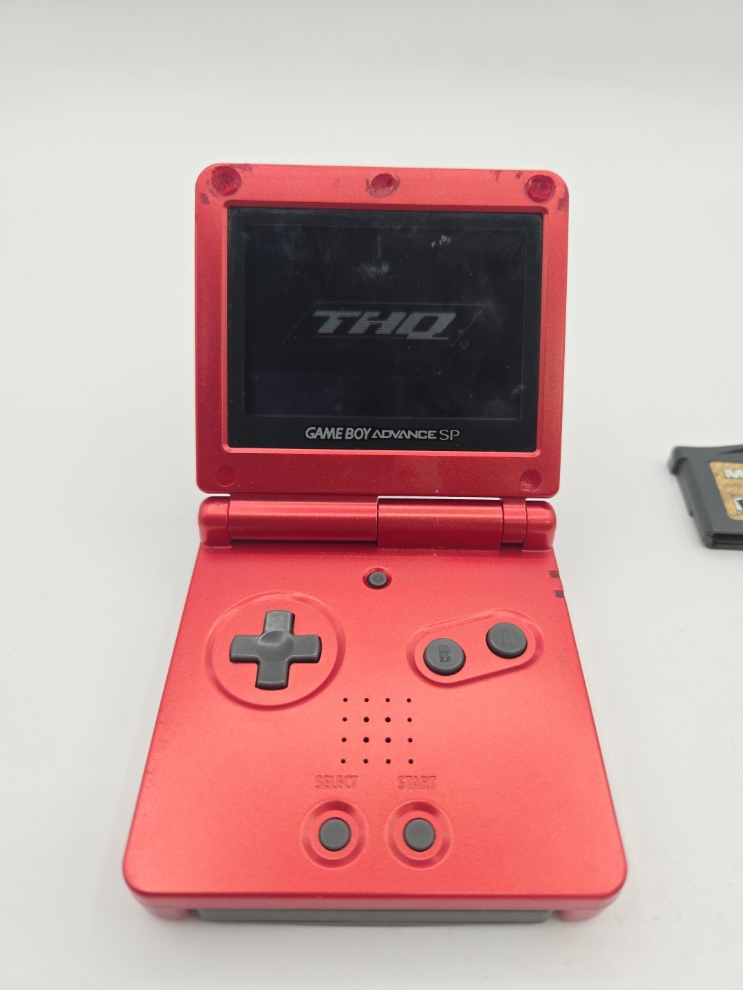 Nintendo Game Boy Advance SP Handheld System Flame Red W/charger And 4 Games