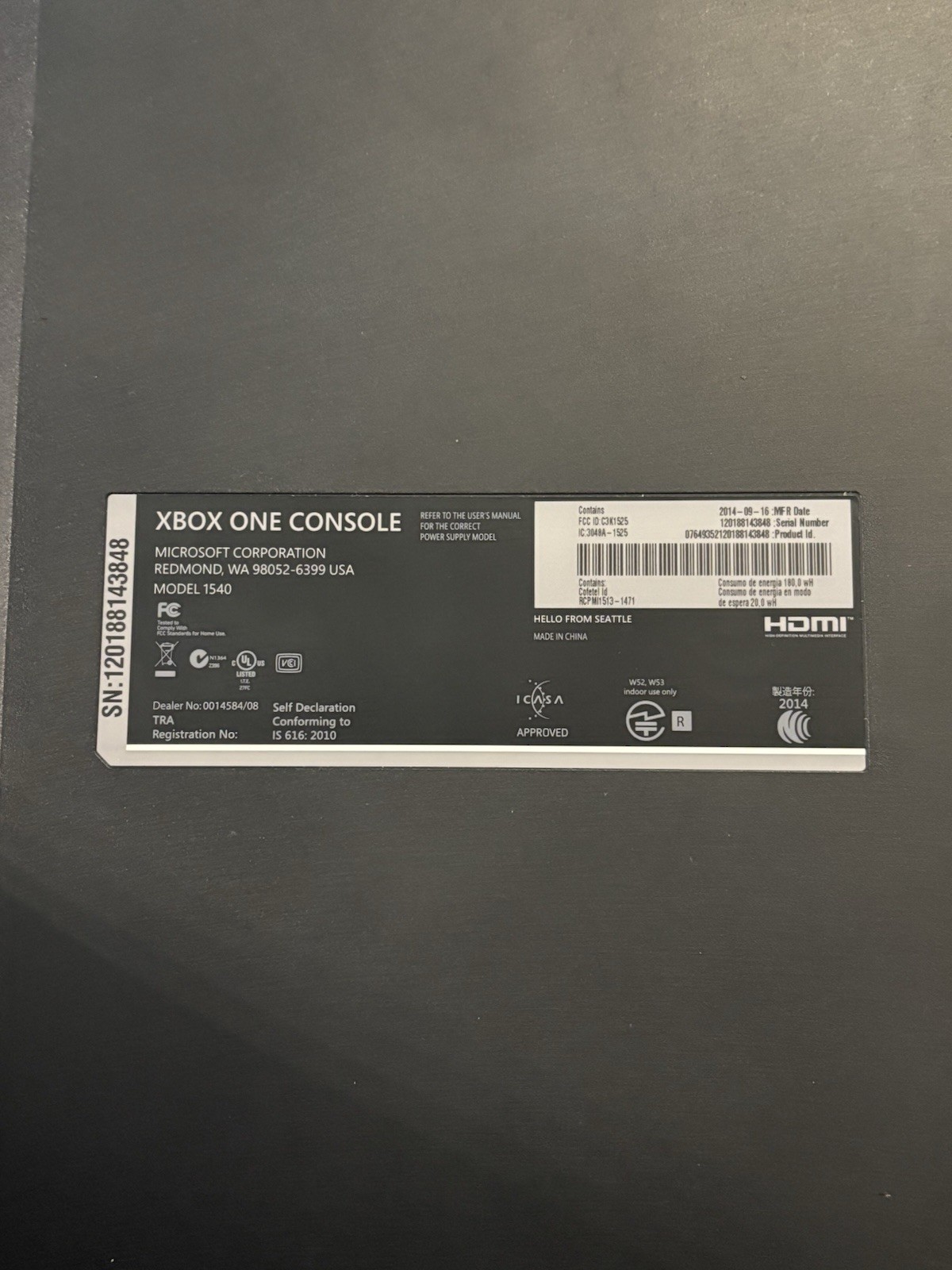 Microsoft Xbox One 365GB Console Model 1540 with 2 Controllers & Cables – RESET