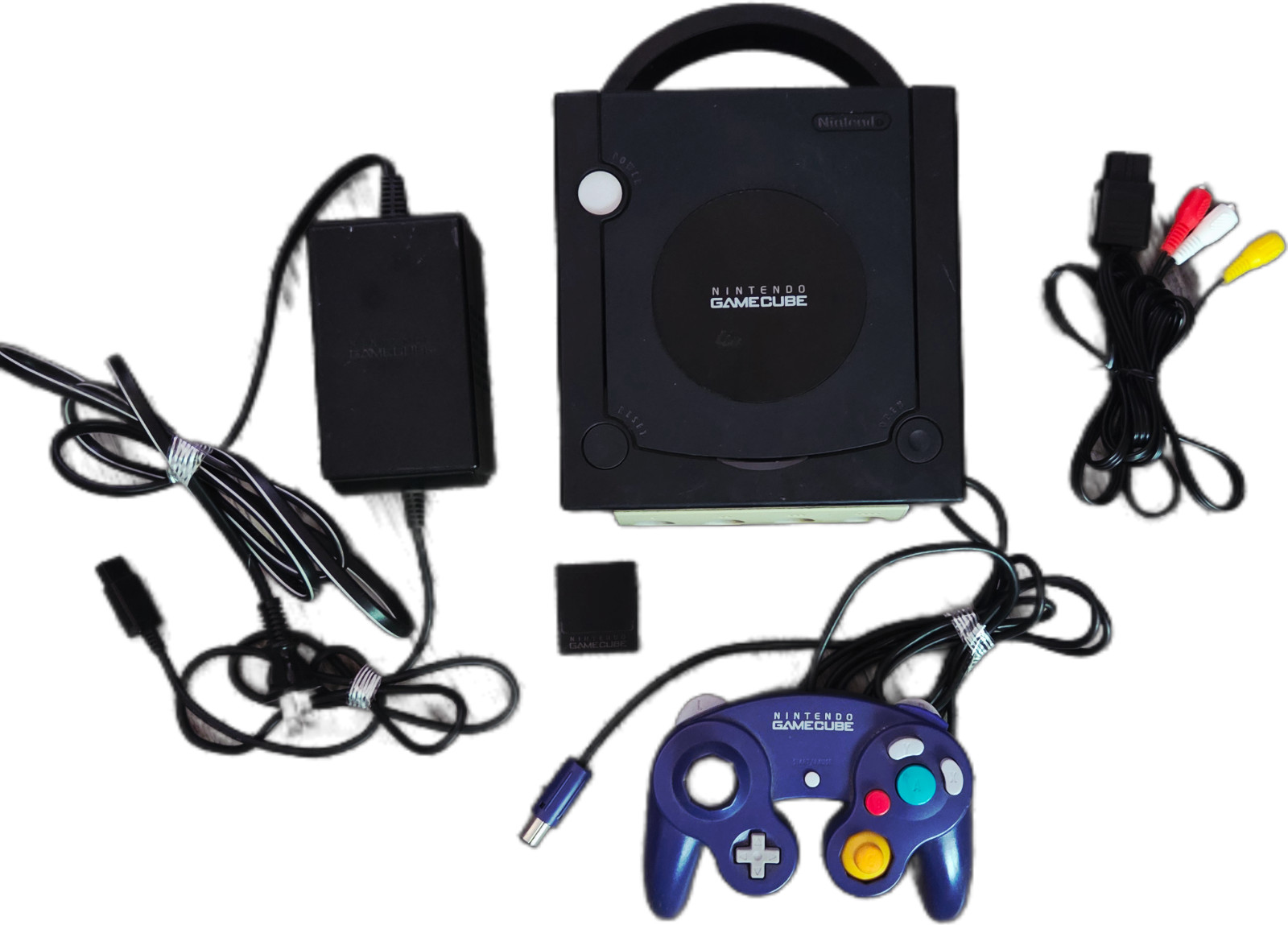 ​Nintendo GameCube Black DOL-001 Console Bundle Indigo Controller Memory Card