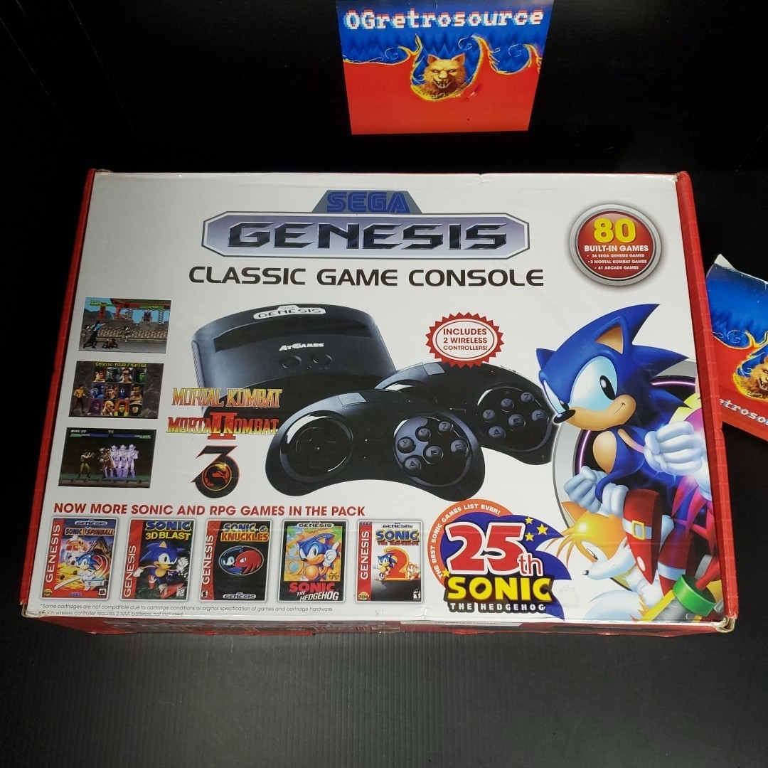 Sega Genesis AtGames Mini Console-Wireless Controller In Box 80 Pre-loaded Games