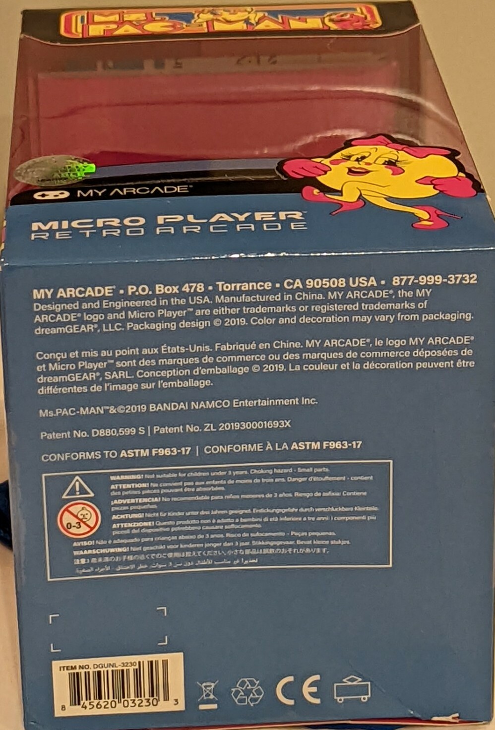 MS.PAC-MAN Micro Player – Collectable Miniature Arcade Cabinet Blue/Pink *NIB!*