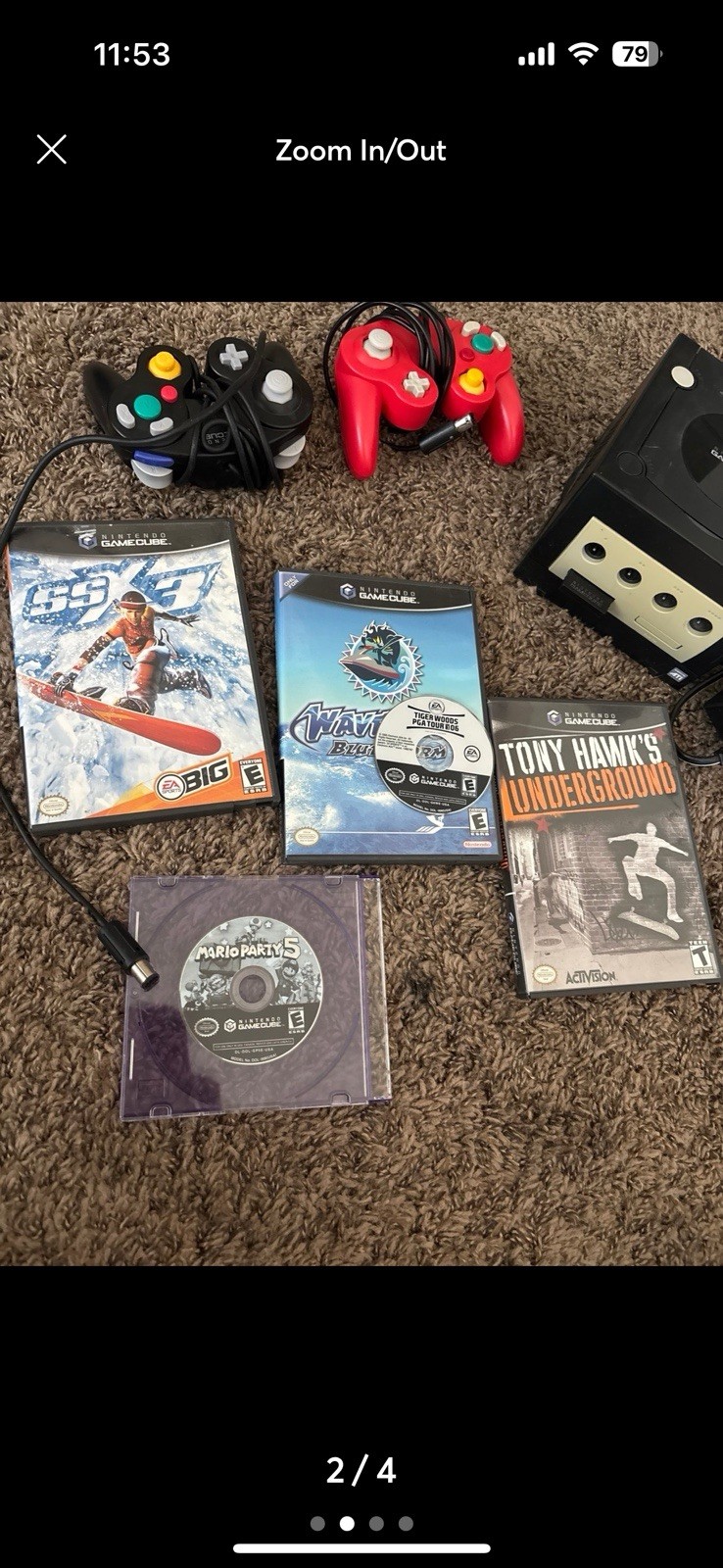 Nintendo GameCube Home Console Lot – Indigo With Games, Chords And Controllers