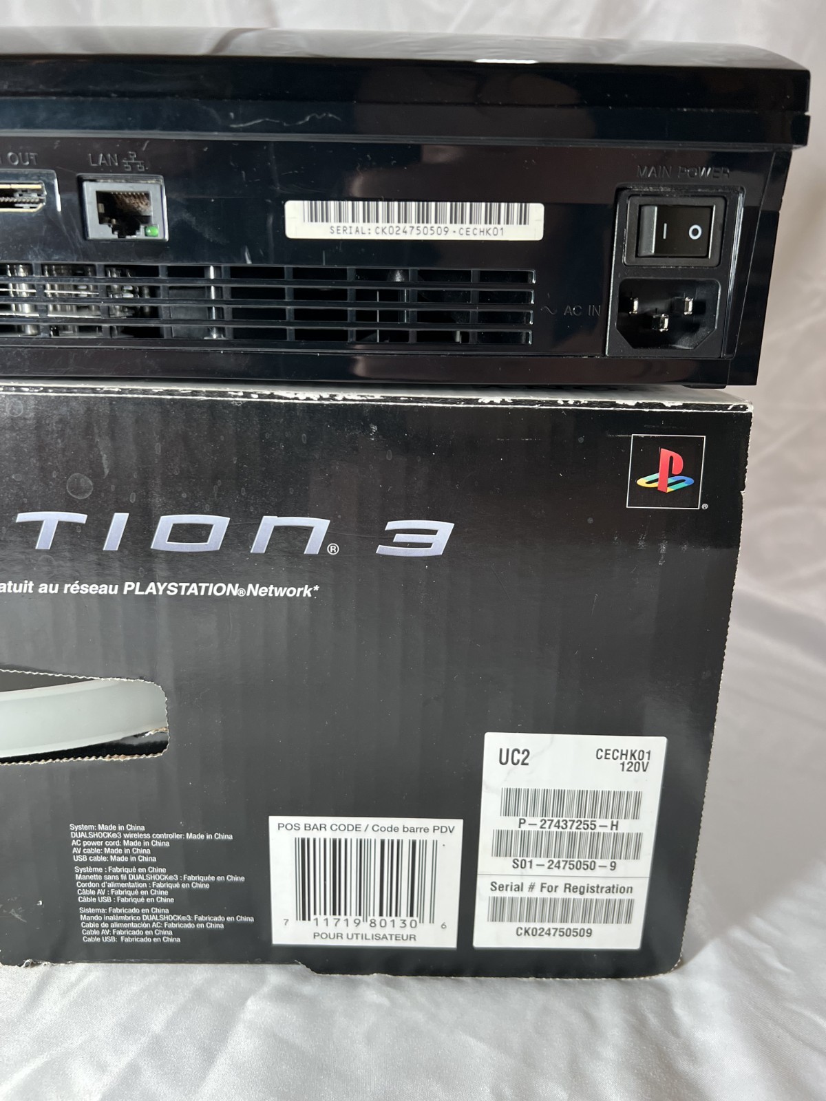 PlayStation 3 80GB Console – Model CECHK01 – With Box – 2 Controllers – 6 Games