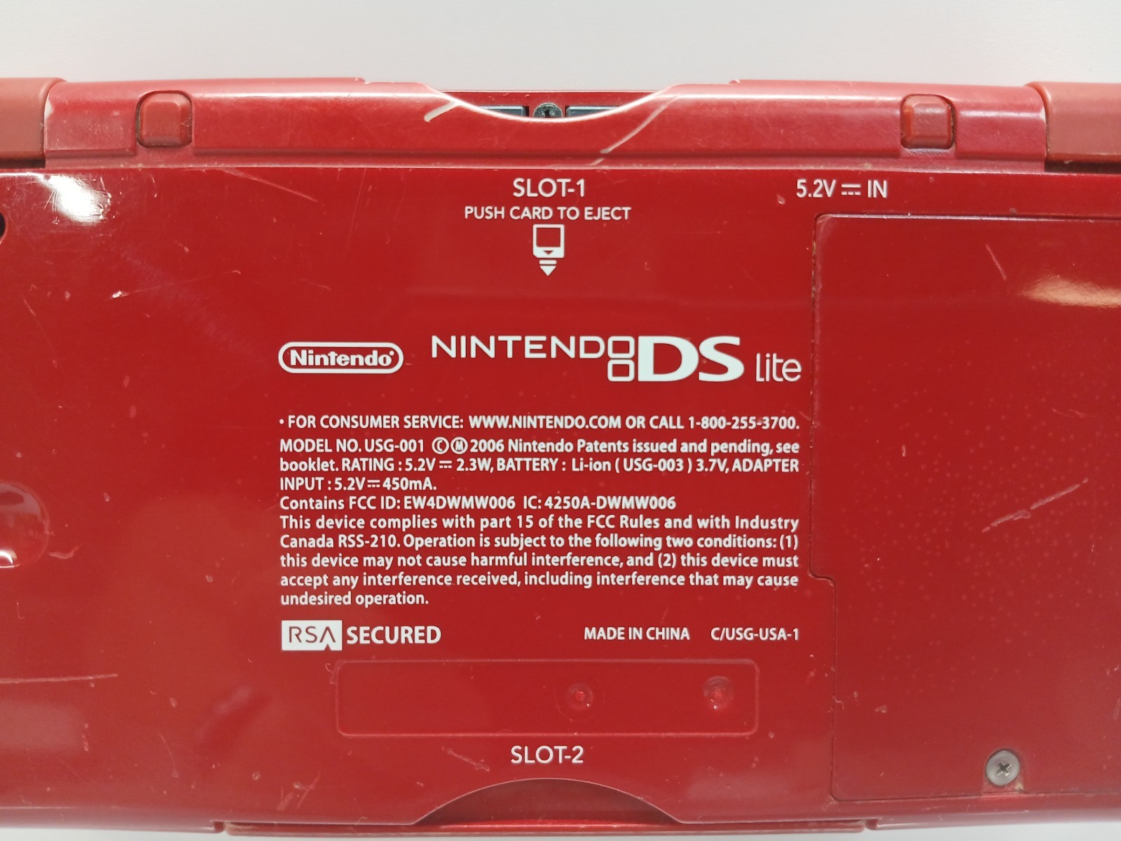 Nintendo DS Lite Red Mario Edition Console USG-001 FOR PARTS or REPAIR