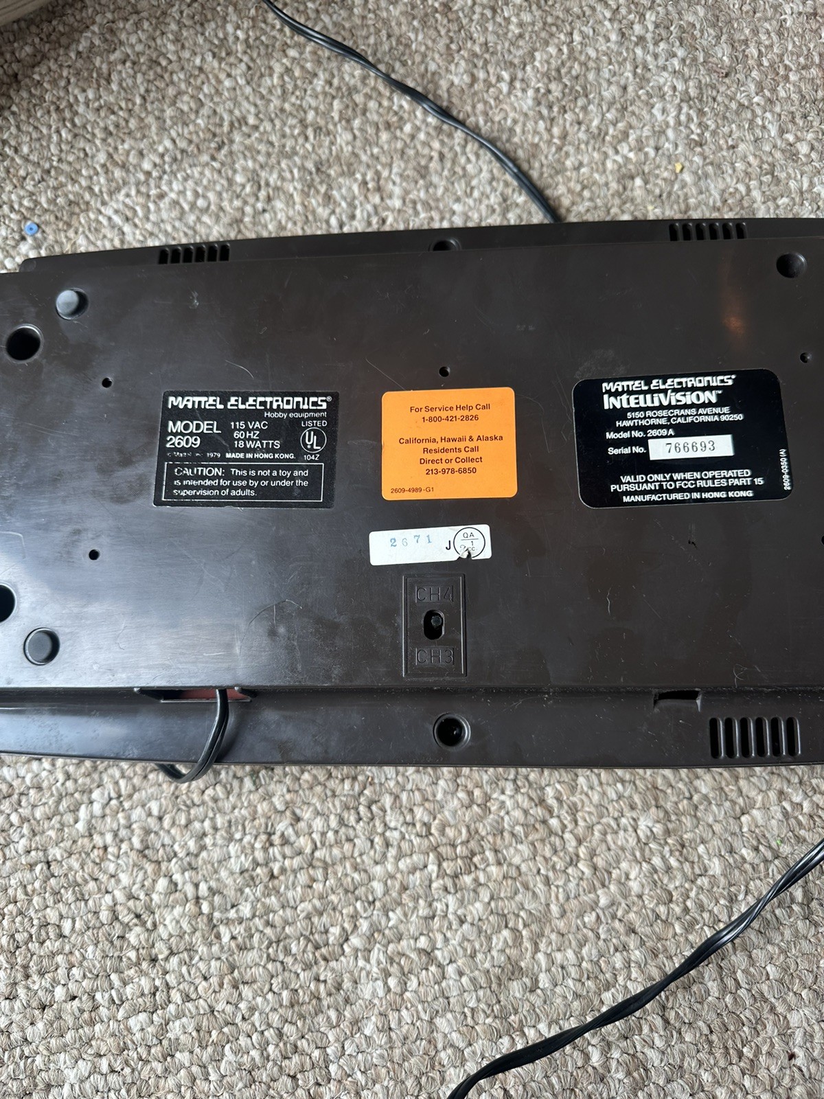 Mattel Intellivision Console Model 2609 (1979) For Parts/Repair As-Is No AV Cord