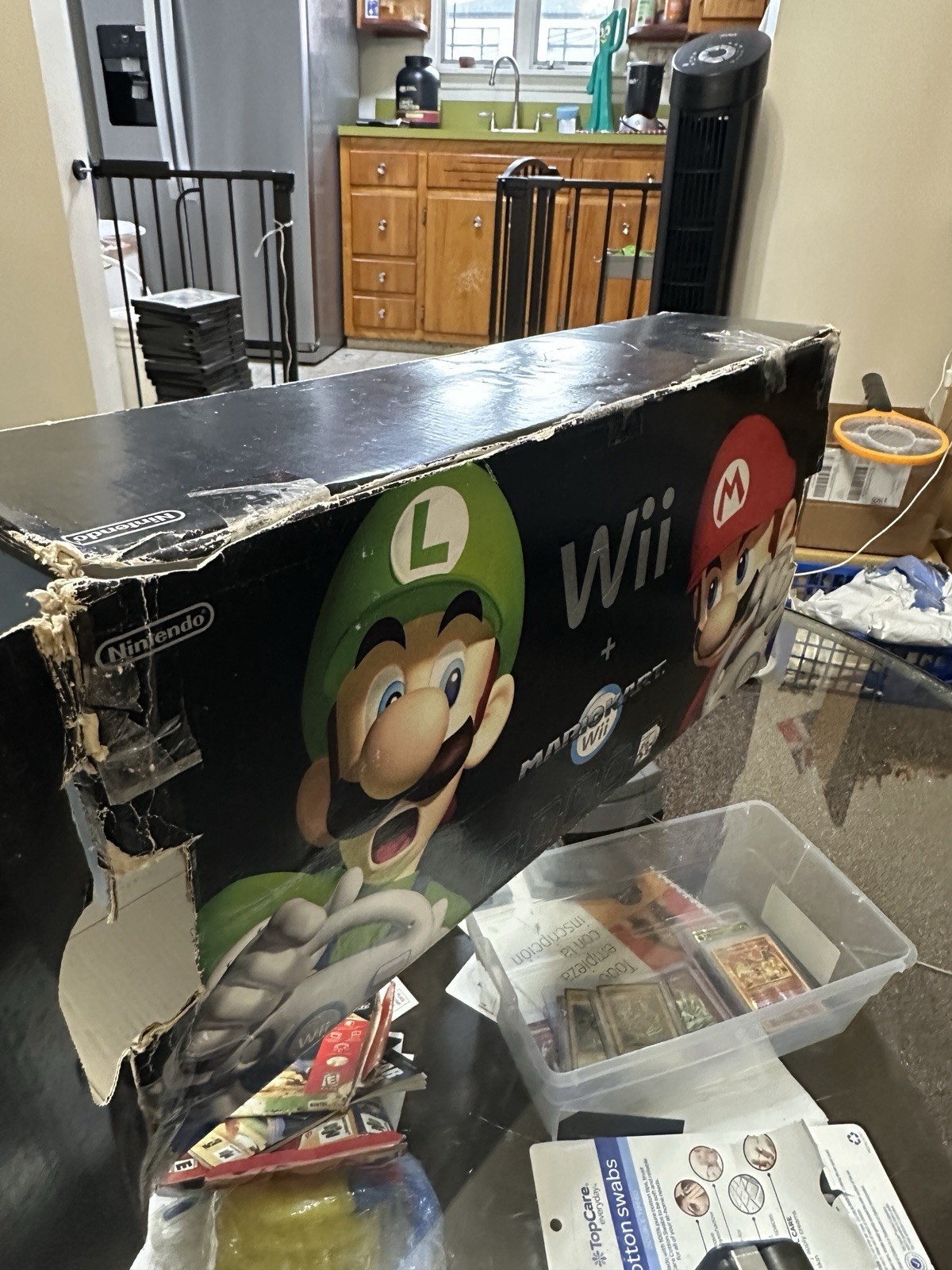 Nintendo Wii Mario Kart Racing Bundle Black Console Tested Please READ!