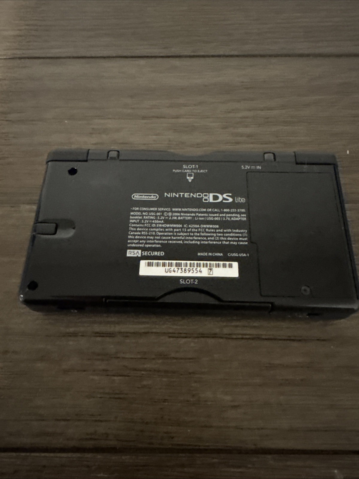 Nintendo DS Lite Black Handheld System Model No. USG-001 w/ Charger & Stylus Pen