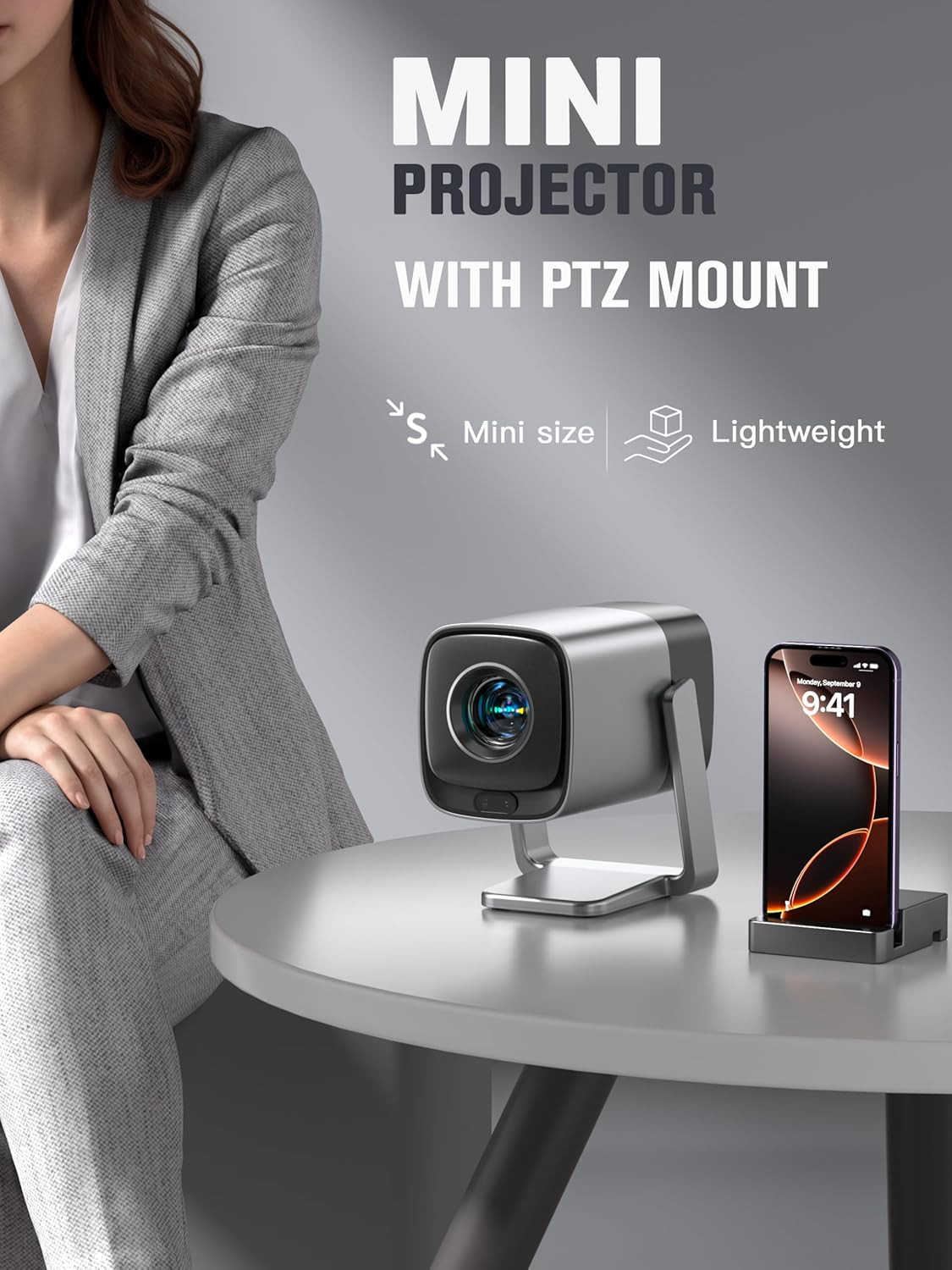 [Compatible with Netflix & TOF Real-Time Focus] Mini Projector with Wifi and Blu