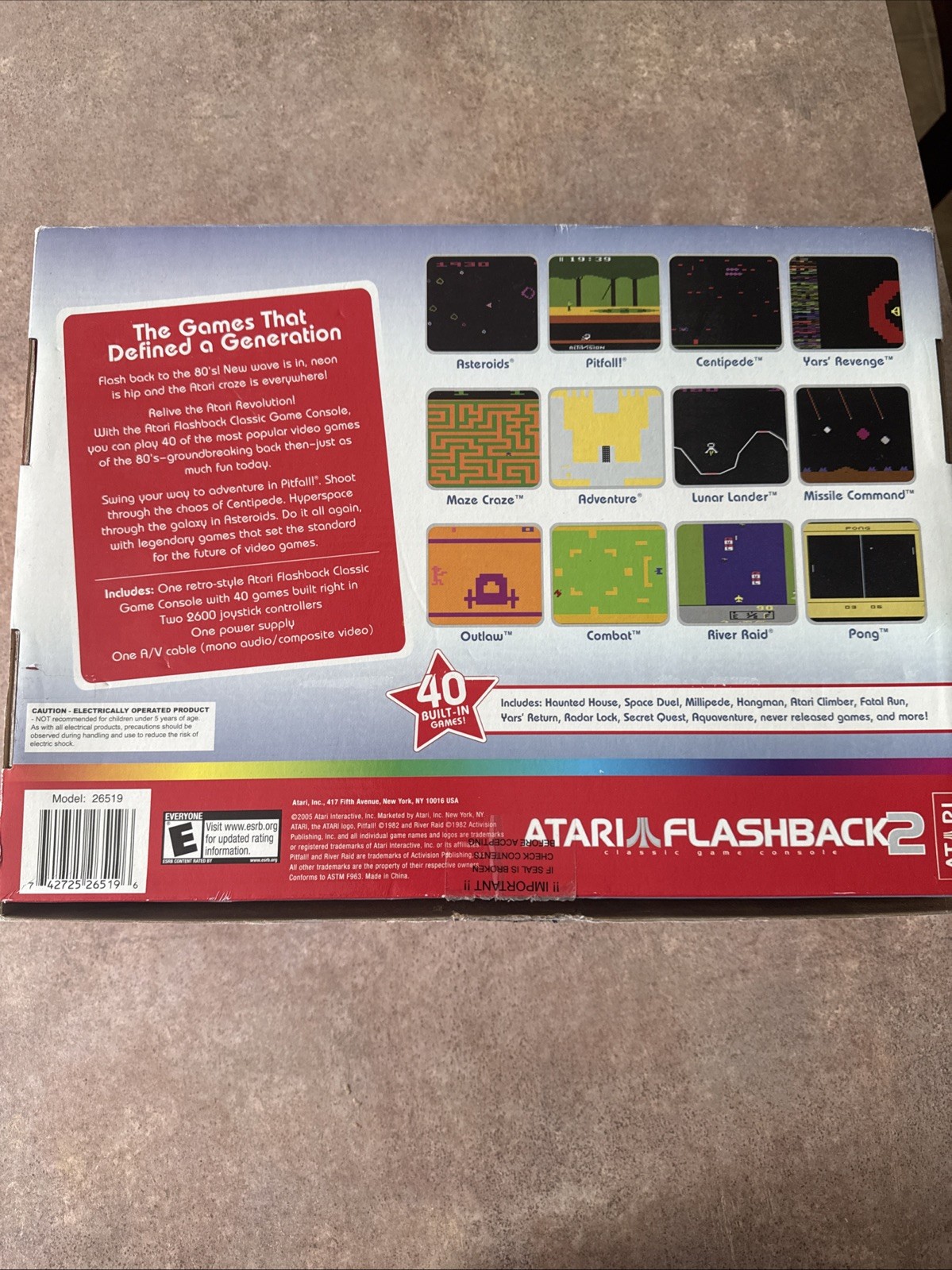 Atari 2600 Flashback 2 Classic Game Console Black Box & Controller NEW Free Ship