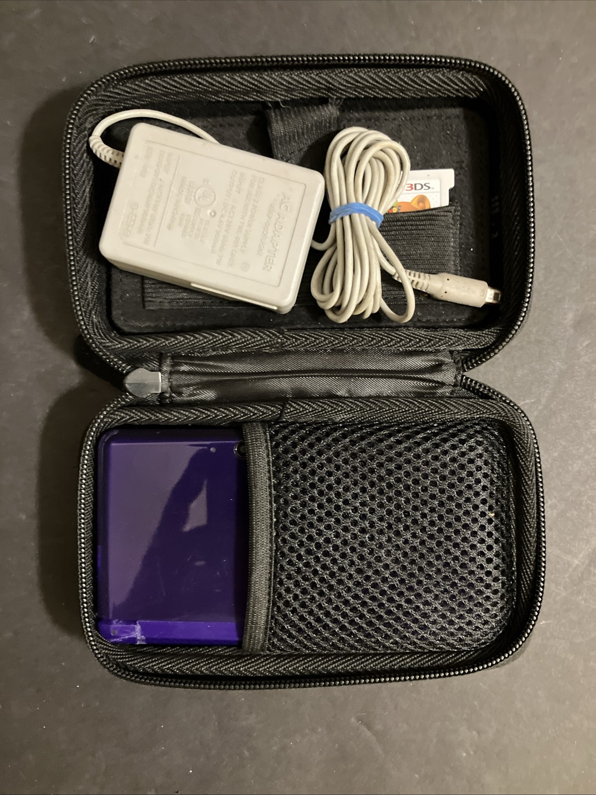 Nintendo 3DS Purple Handheld Console Bundle w/ Case & Mario Game CTR-001 2GB