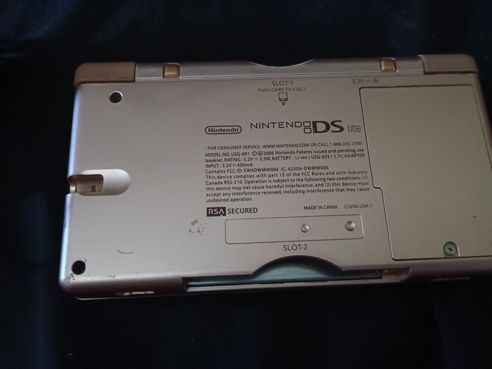Nintendo DS Lite Handheld Console and Wall Charger – Metallic Rose Needs Hinge