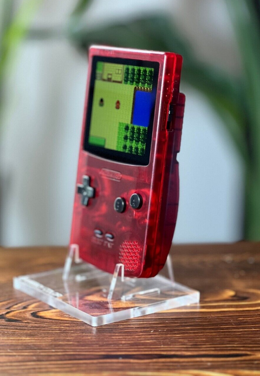 Clear Red 💎 FPGBC Gameboy Color GBC Funnyplaying XL IPS Screen USB-C Console