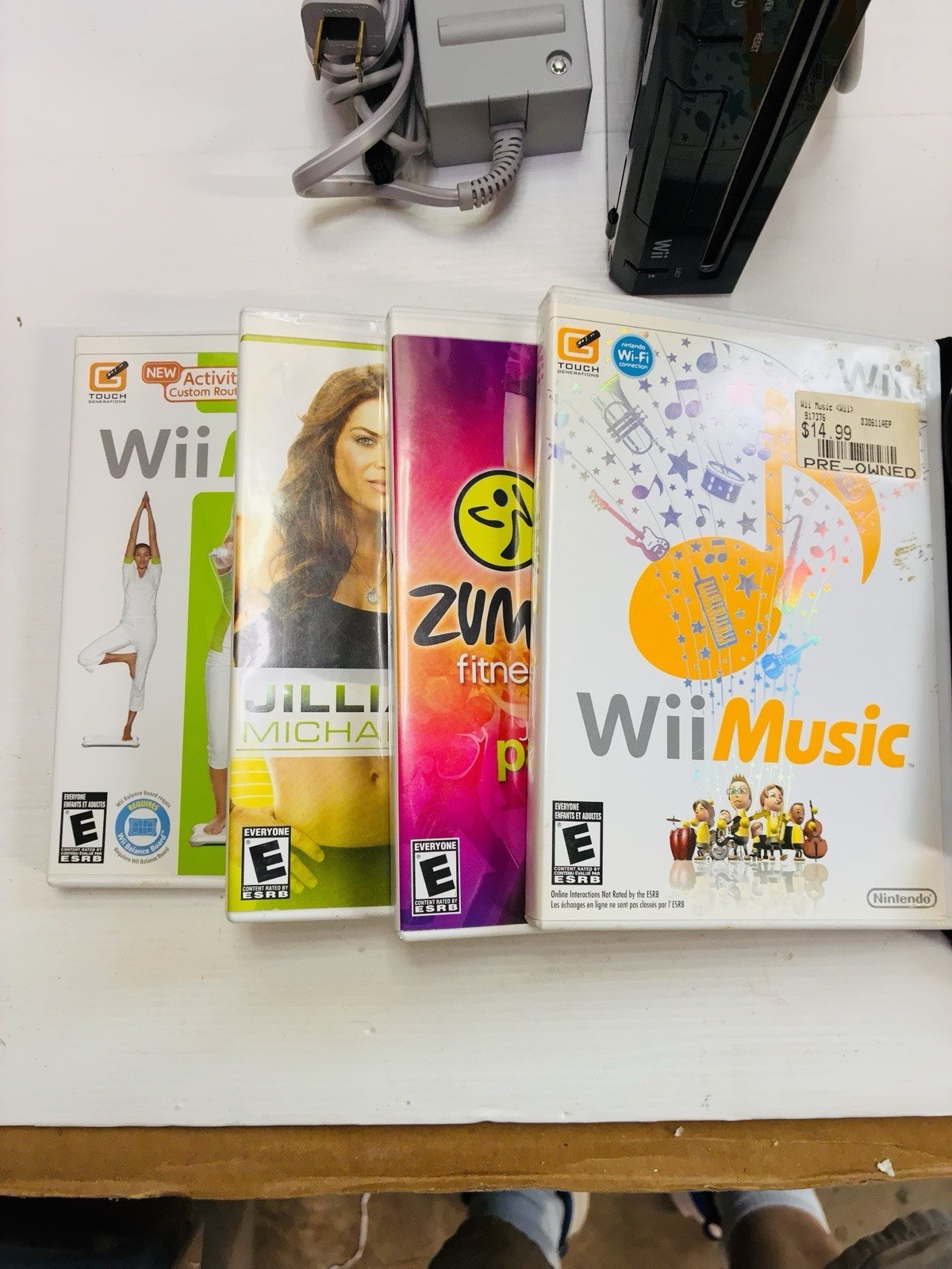 Nintendo Wii Console Bundle 4 Games Motion Plus Nunchuks Cords Tested Works