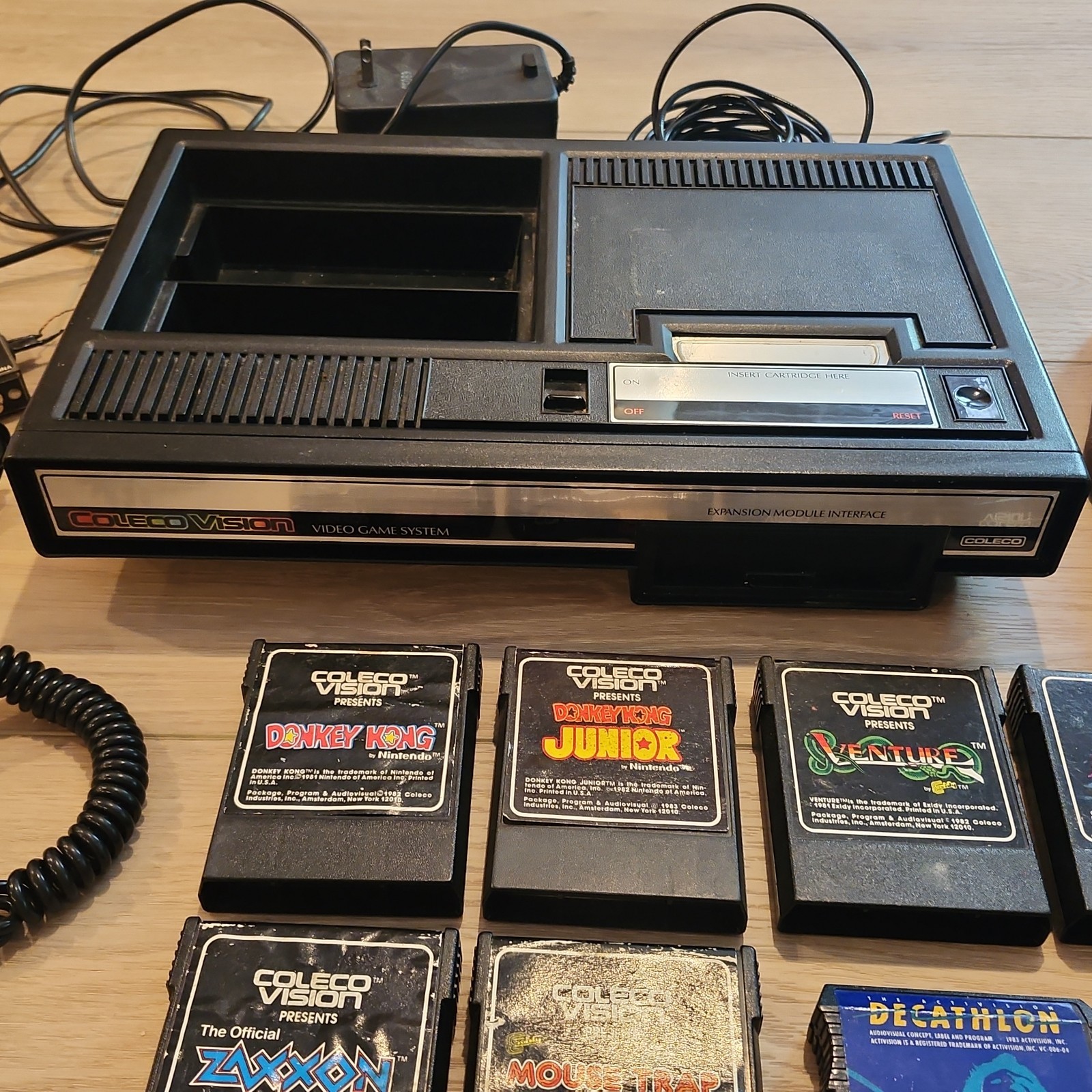 Coleco Vision ColecoVision Console – With Power Cord, Cover & 8 Games (Untested)