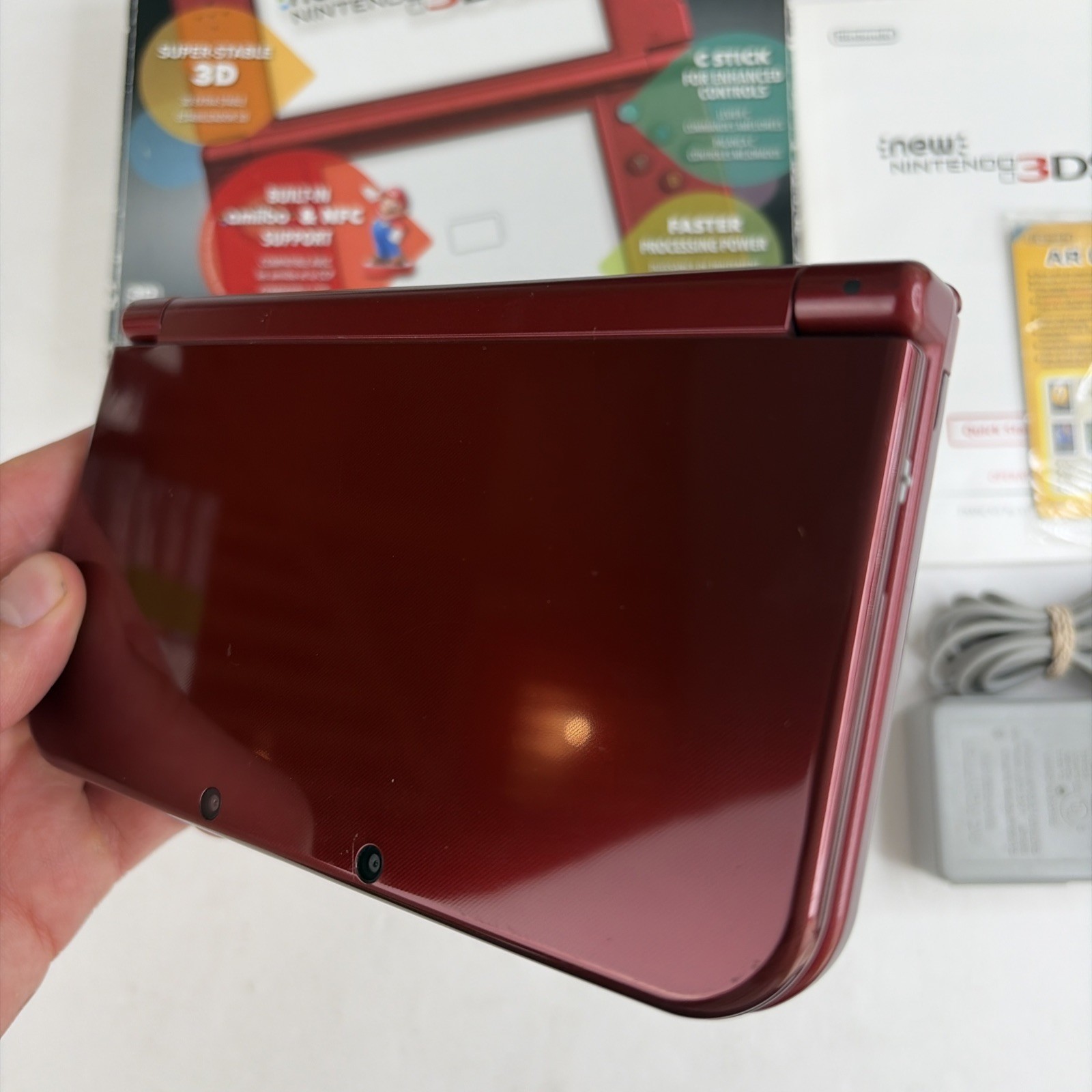 Nice! Nintendo New 3DS XL Red Complete In Original Box W Charger Stylus US Model