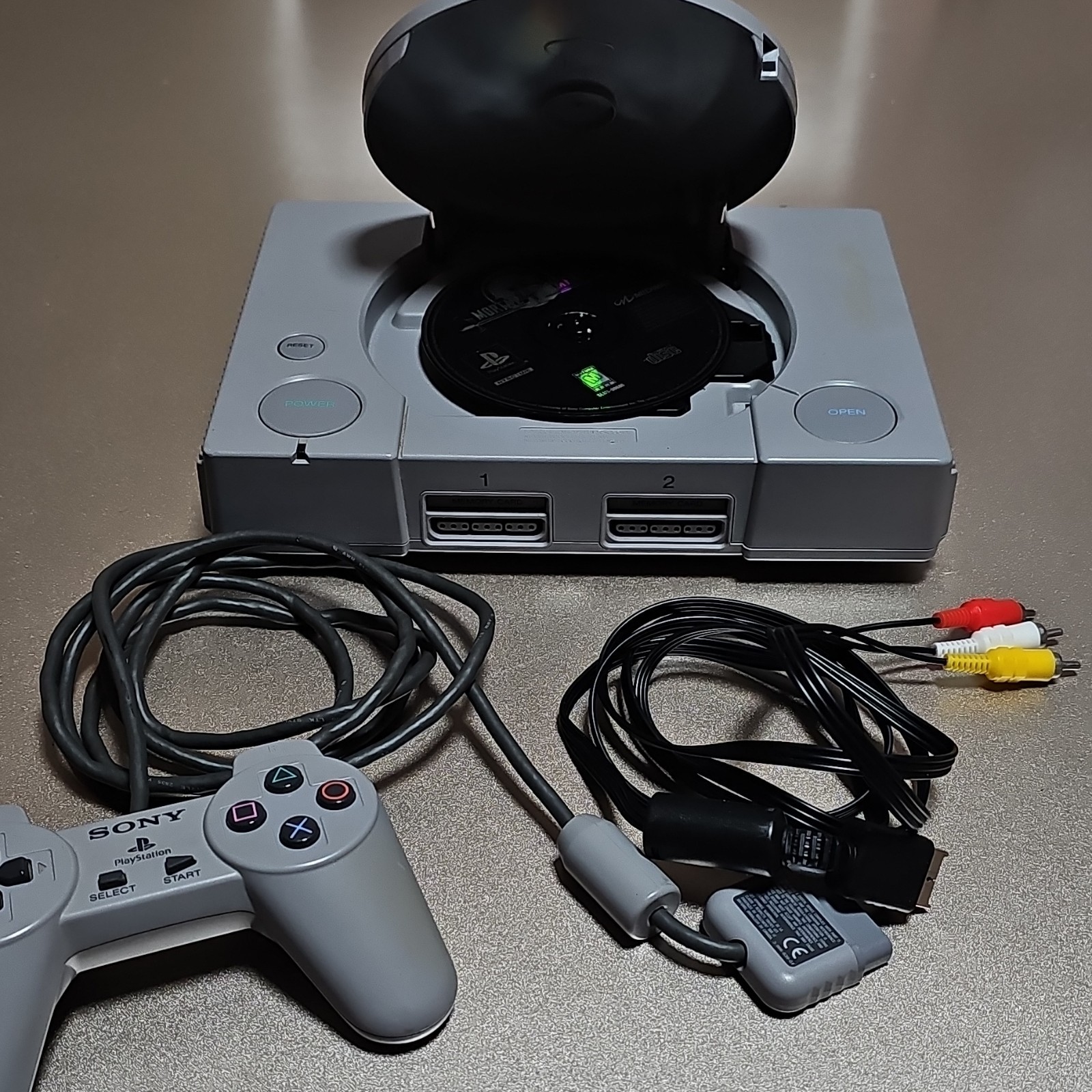 Sony PlayStation 1 PS1 SCPH-5501 Gray Console w/ SCPH-1080 Controller Cables