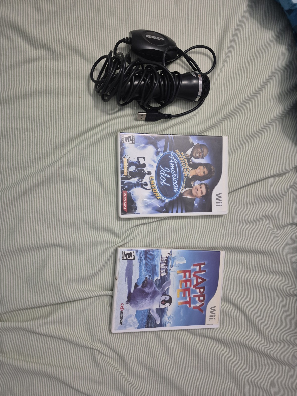 Wii Game Bundle with 2 Games and Add for for Micfophone Nintendo Wii Console