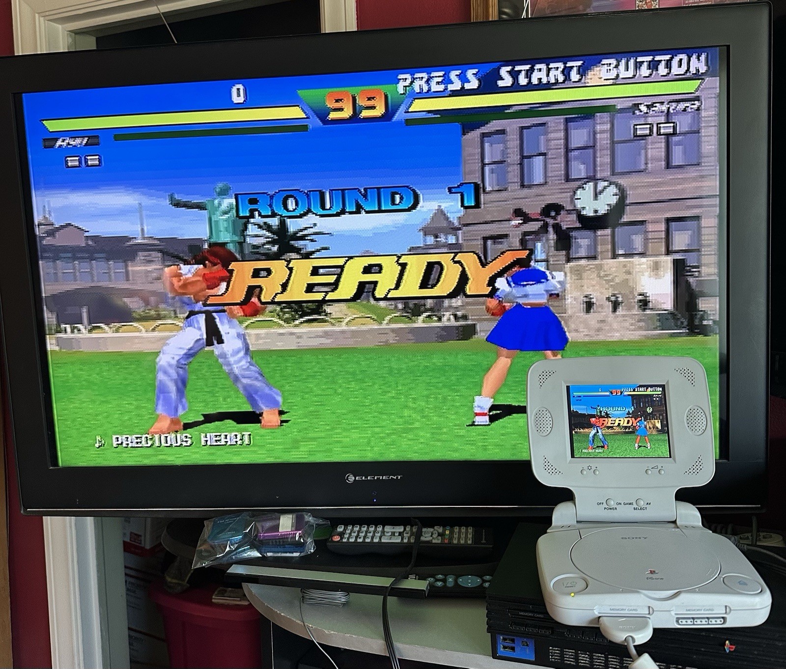 Sony PS One Playstation Slim PS1 Console SCPH-101 w/LCD Screen TESTED NO ISSUES